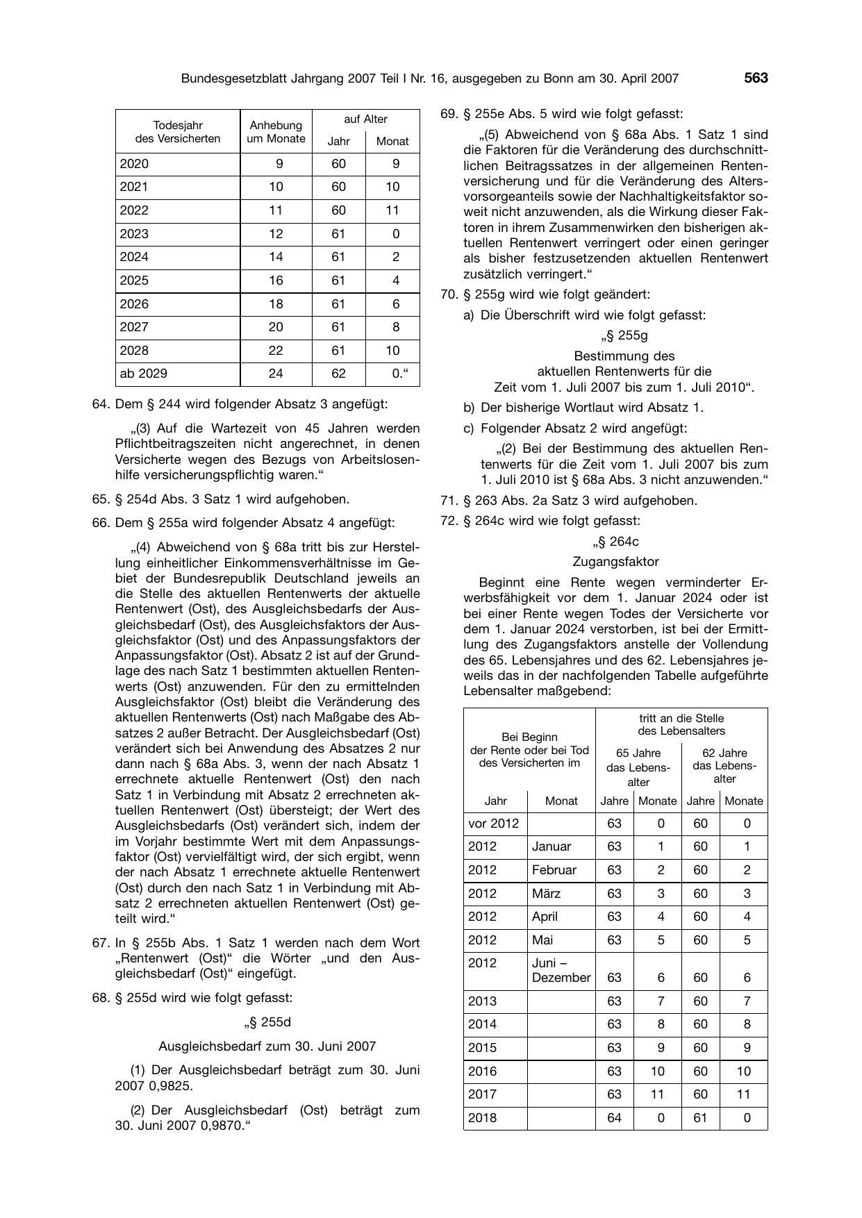 BGBl. 2007, Seite 563 — Originalseite als Abbildung