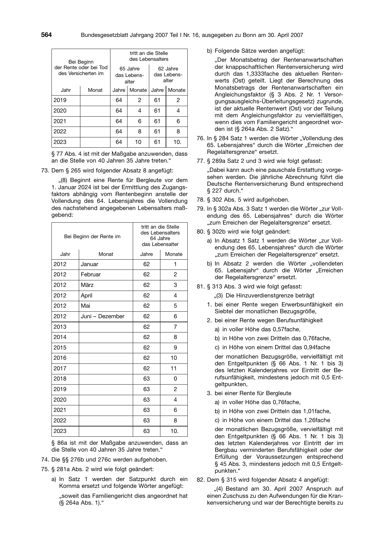 BGBl. 2007, Seite 564 — Originalseite als Abbildung