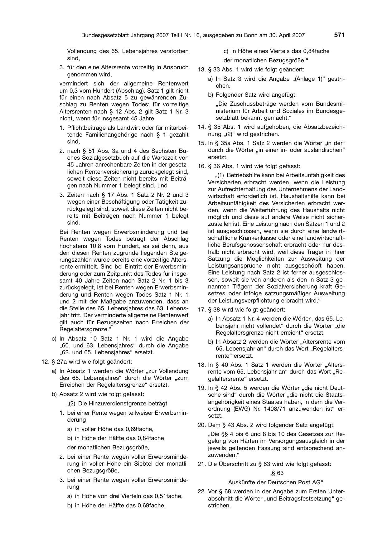 BGBl. 2007, Seite 571 — Originalseite als Abbildung