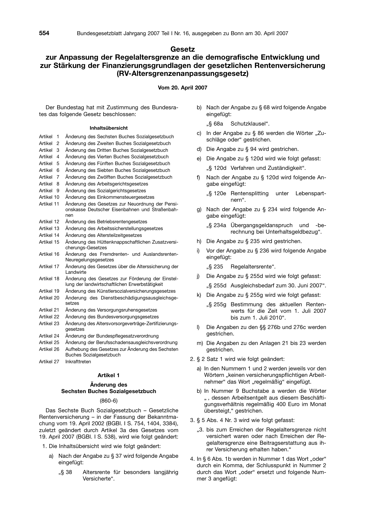 BGBl. 2007, Seite 554 — Originalseite als Abbildung
