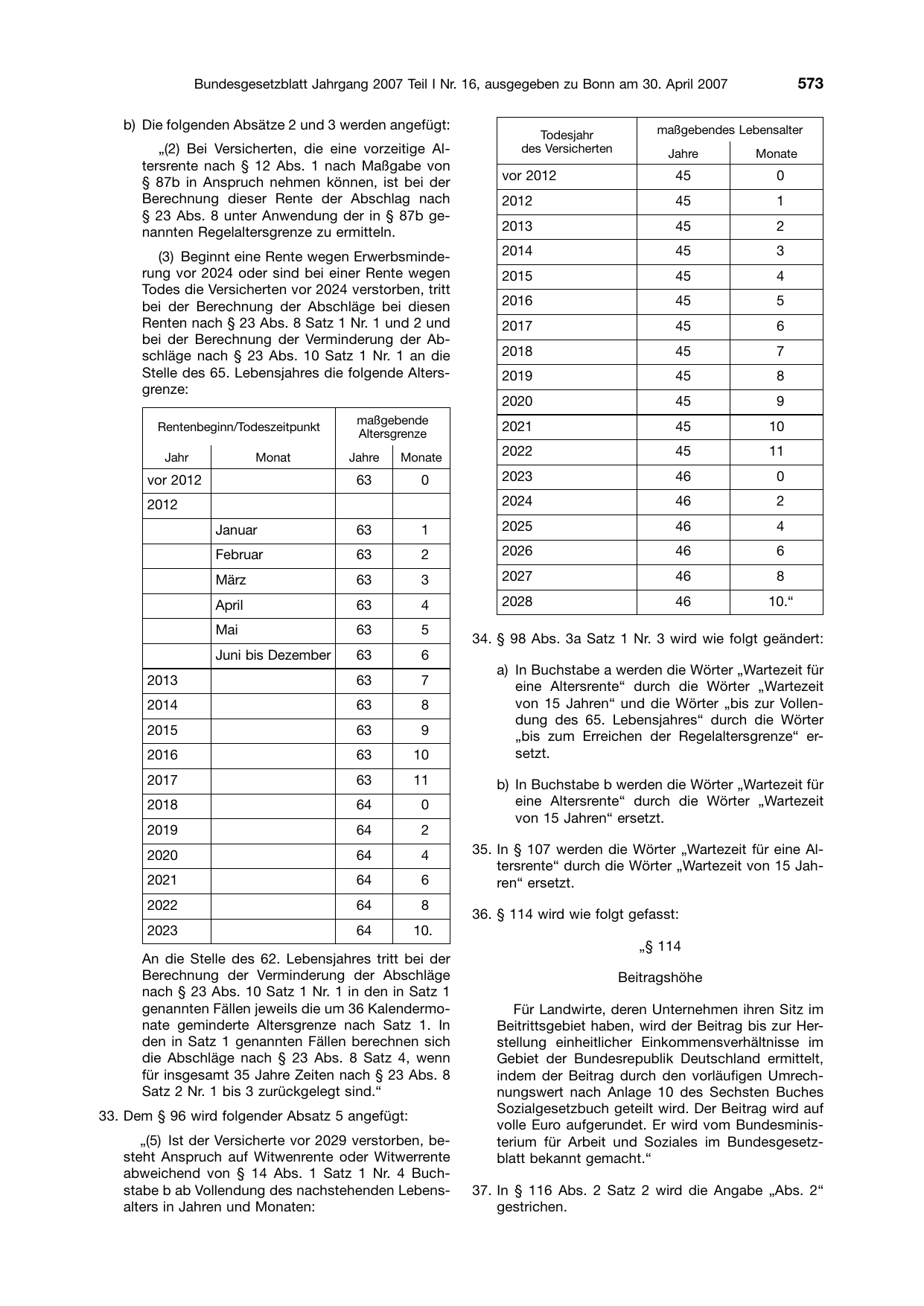BGBl. 2007, Seite 573 — Originalseite als Abbildung