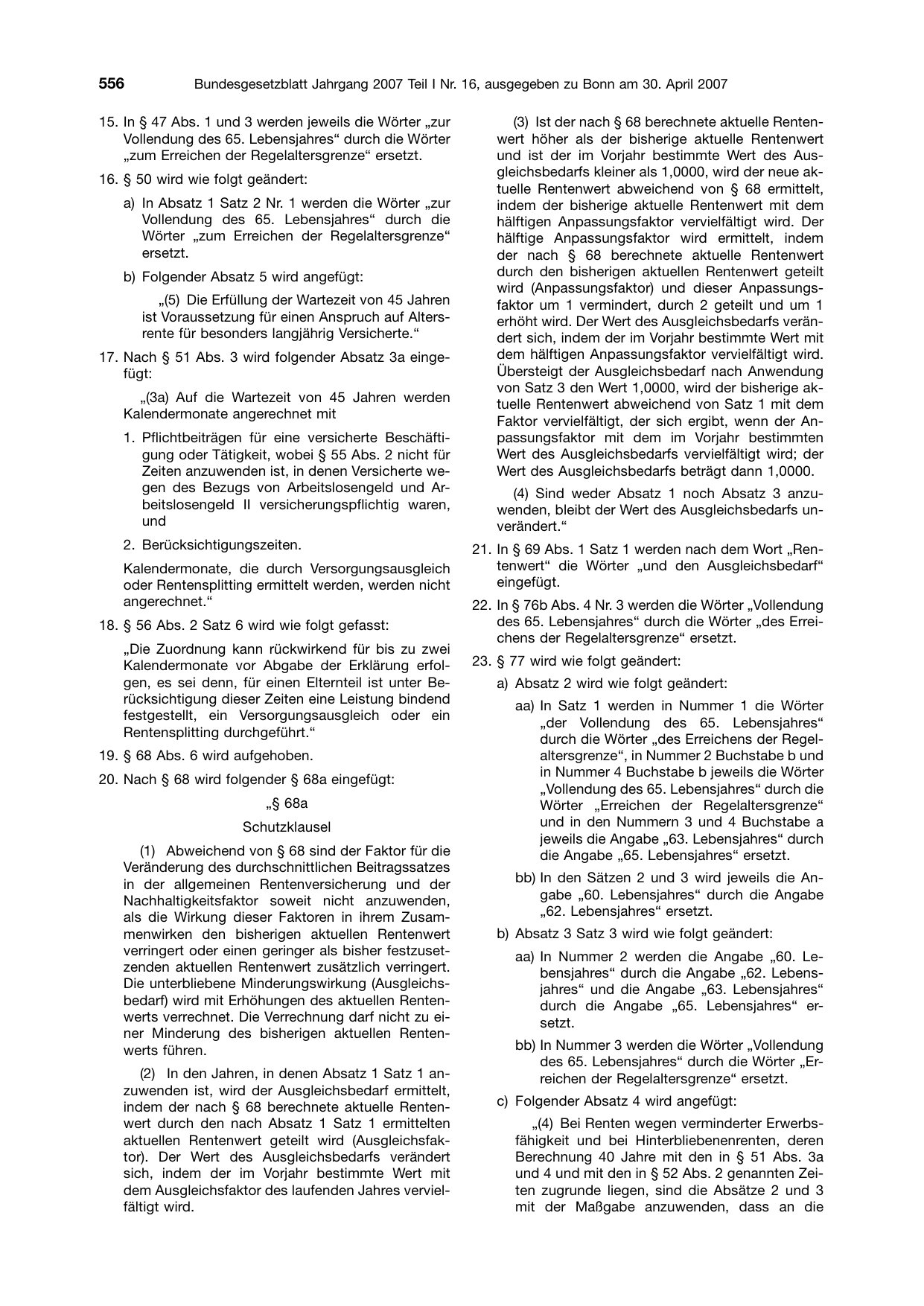 BGBl. 2007, Seite 556 — Originalseite als Abbildung