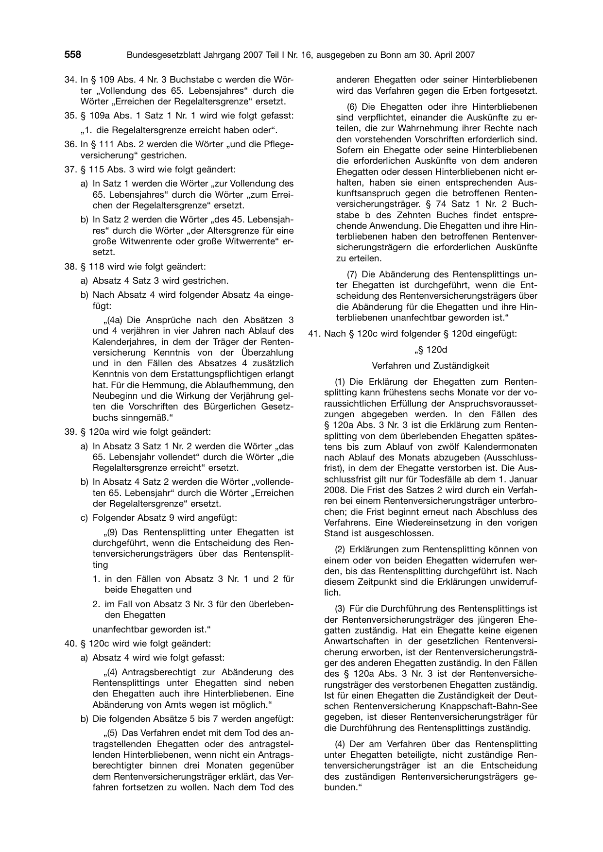 BGBl. 2007, Seite 558 — Originalseite als Abbildung