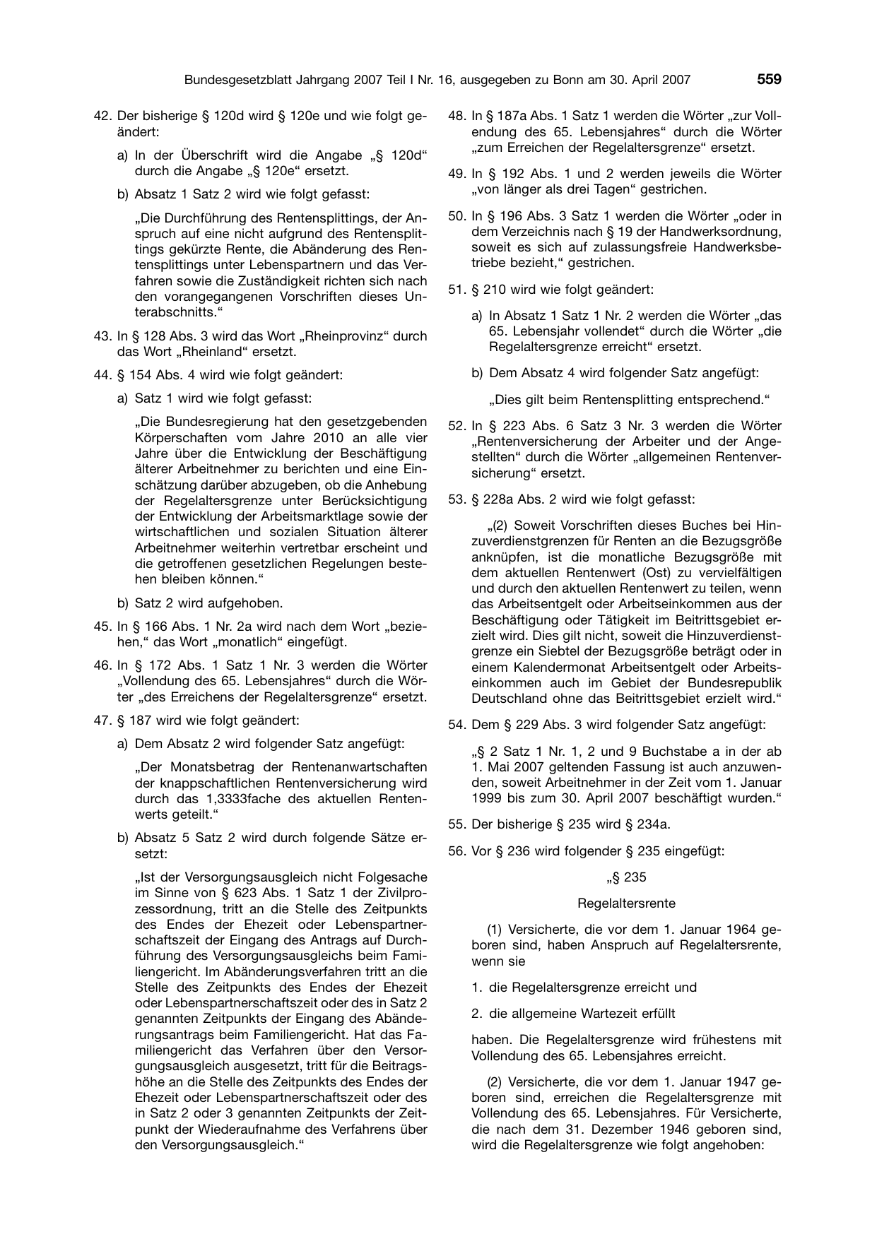 BGBl. 2007, Seite 559 — Originalseite als Abbildung