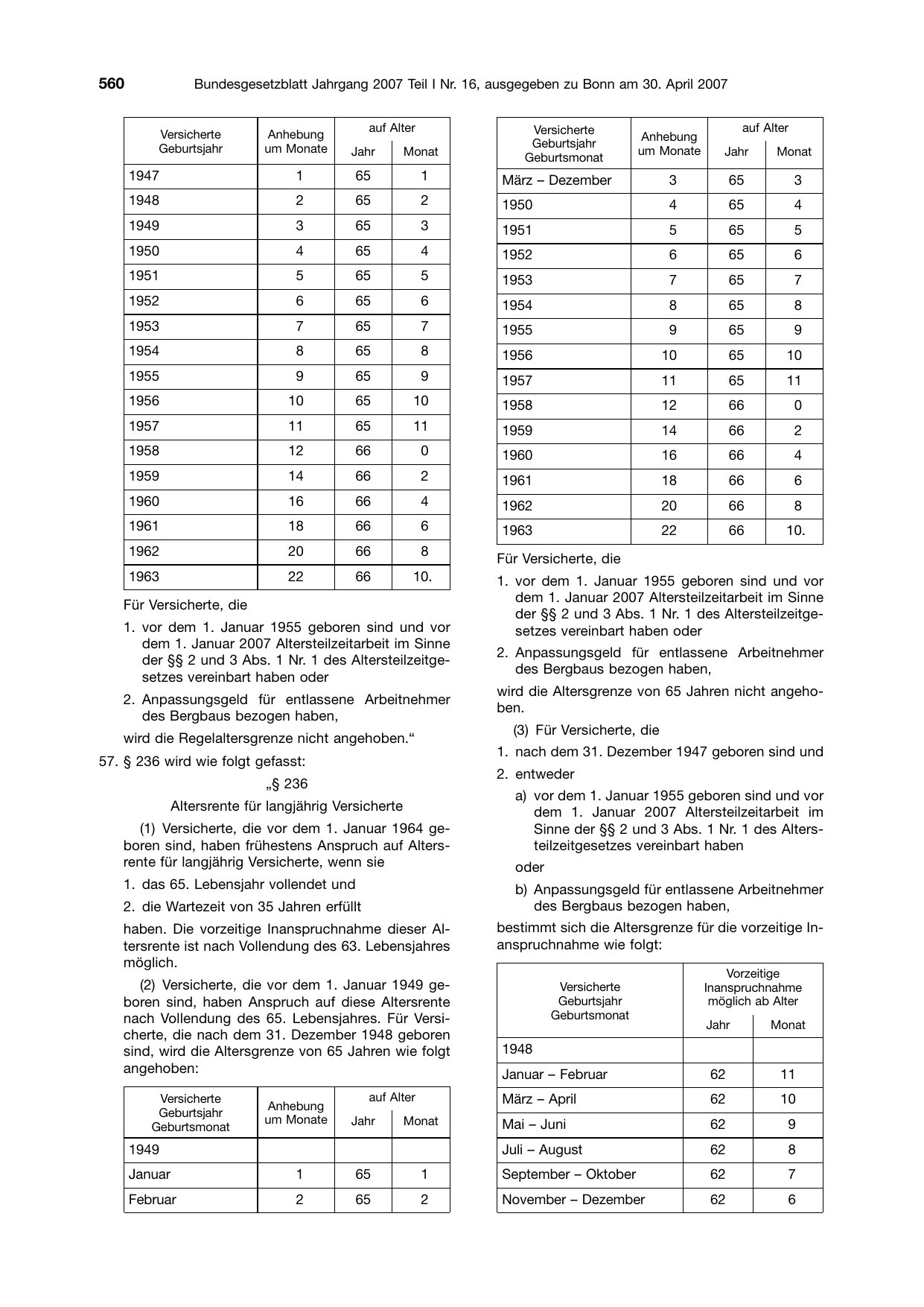 BGBl. 2007, Seite 560 — Originalseite als Abbildung