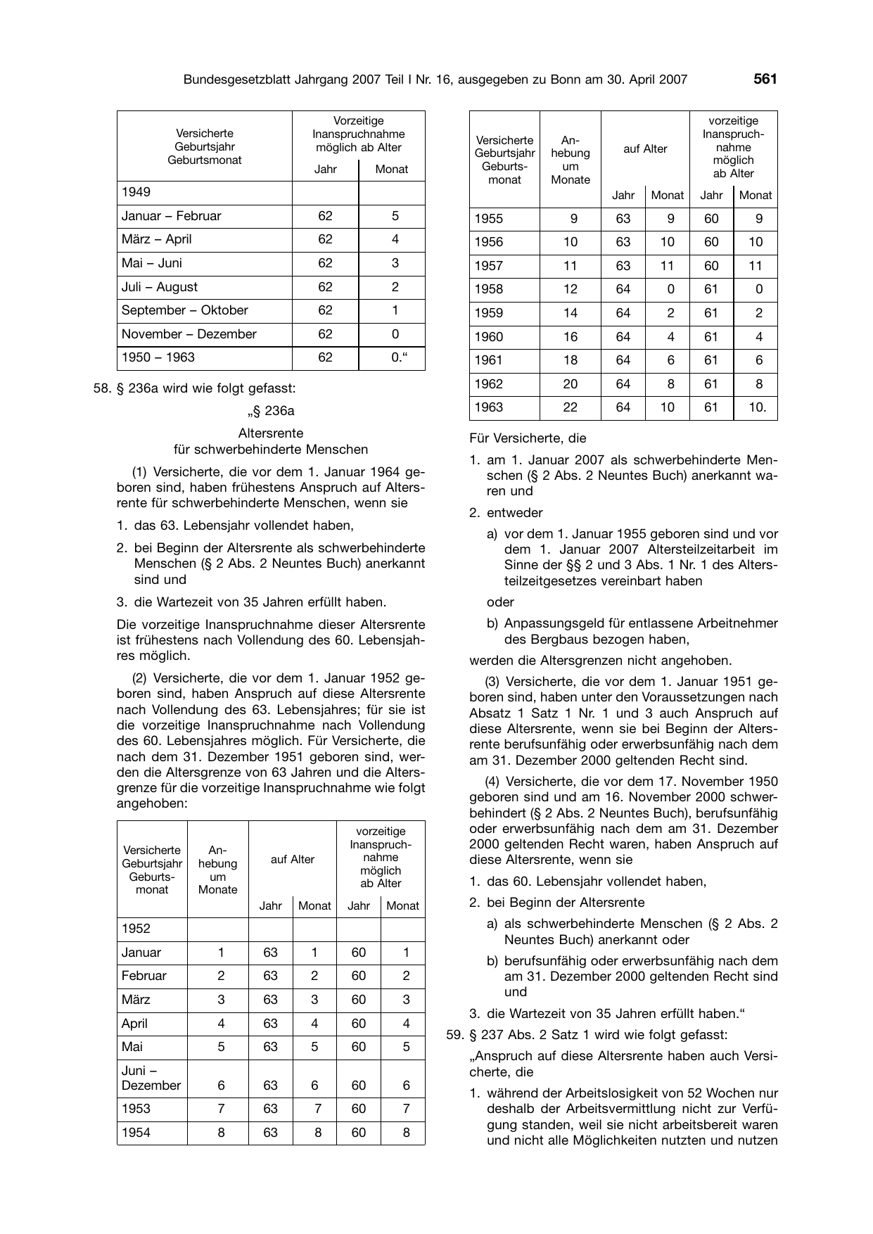 BGBl. 2007, Seite 561 — Originalseite als Abbildung