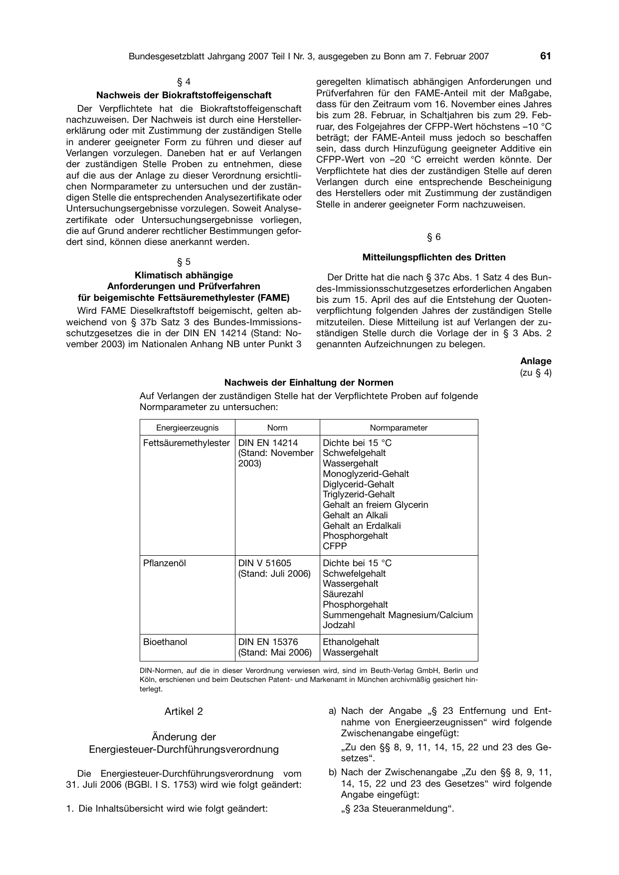 BGBl. 2007, Seite 61 — Originalseite als Abbildung