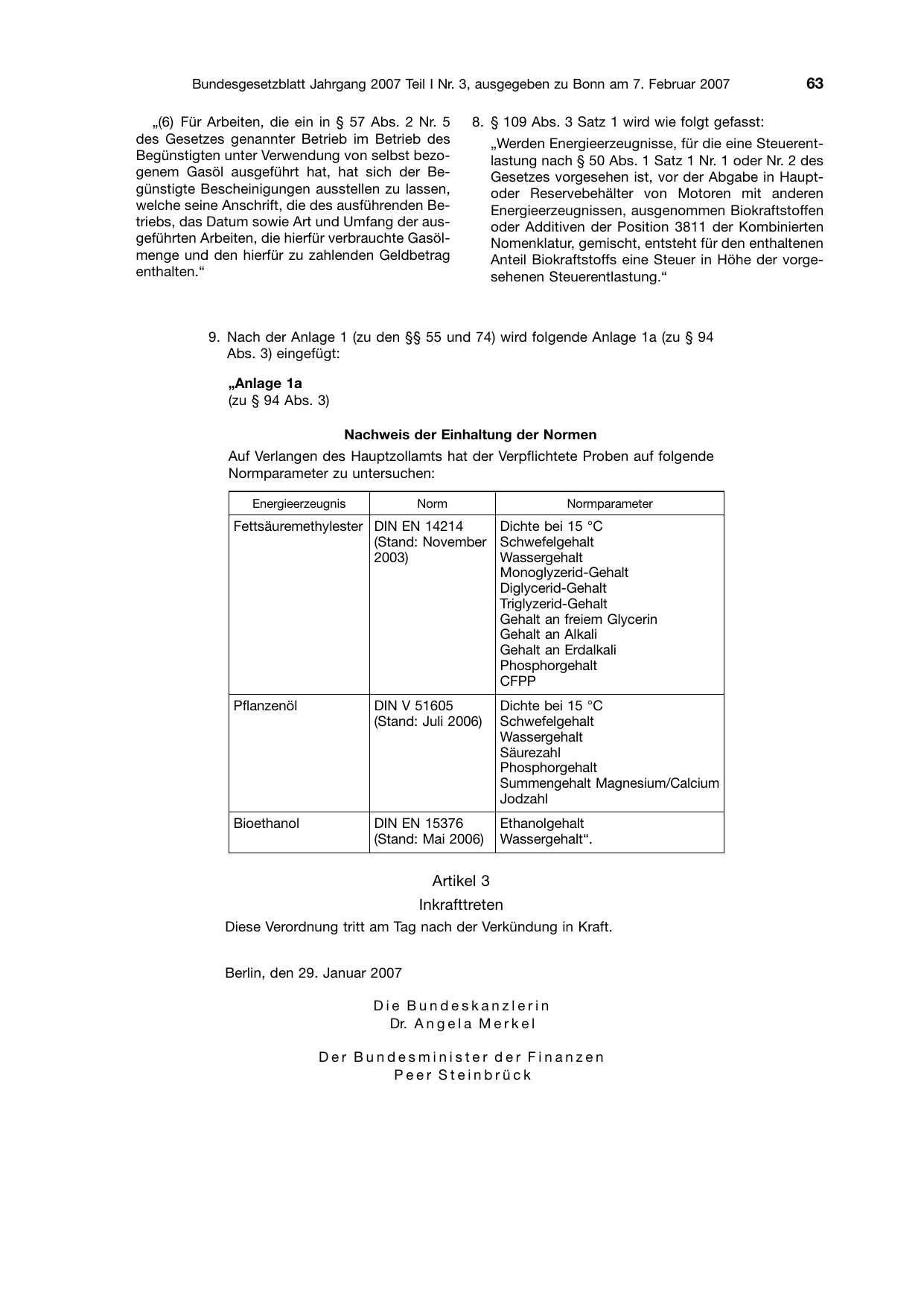 BGBl. 2007, Seite 63 — Originalseite als Abbildung
