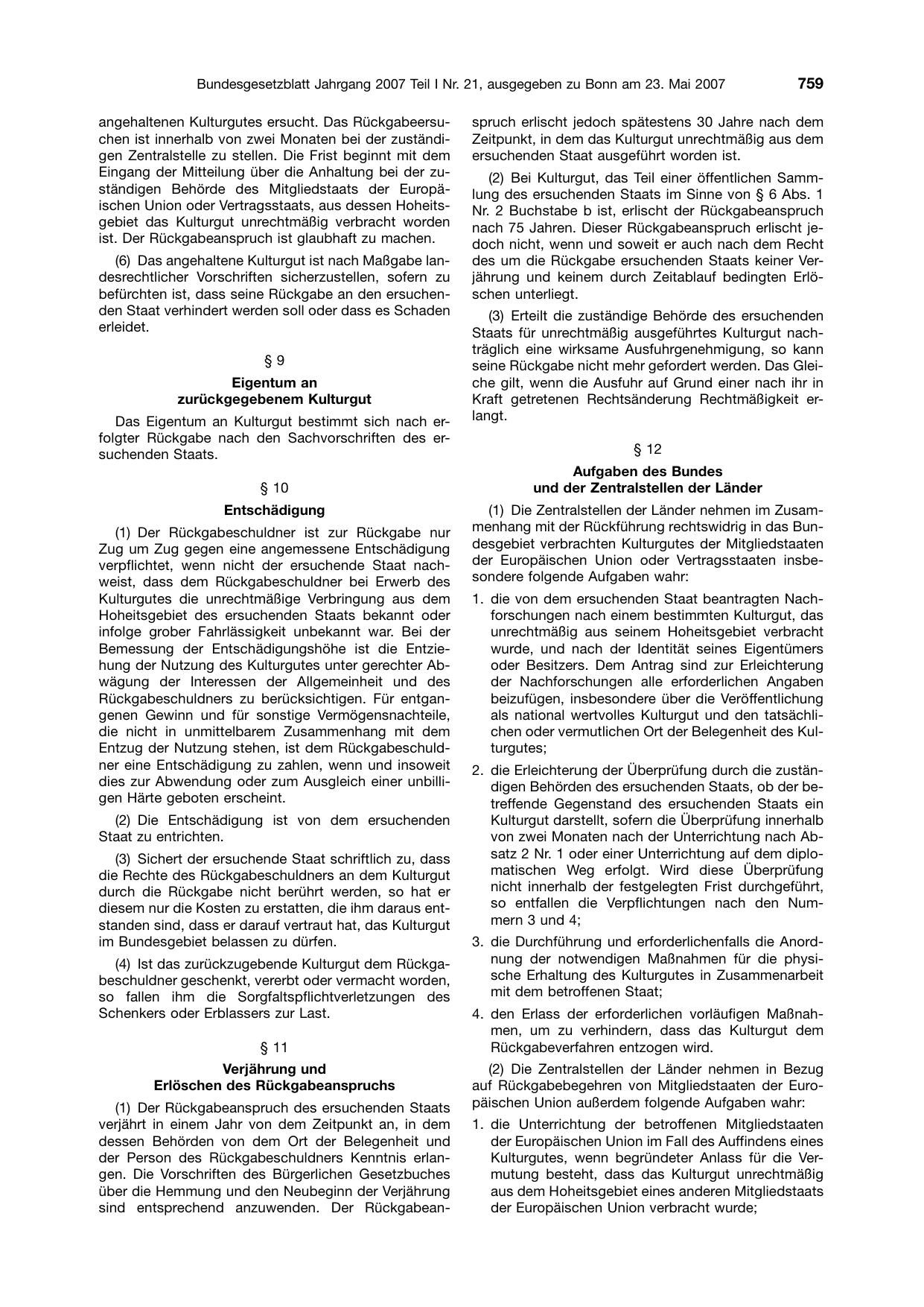 BGBl. 2007, Seite 759 — Originalseite als Abbildung