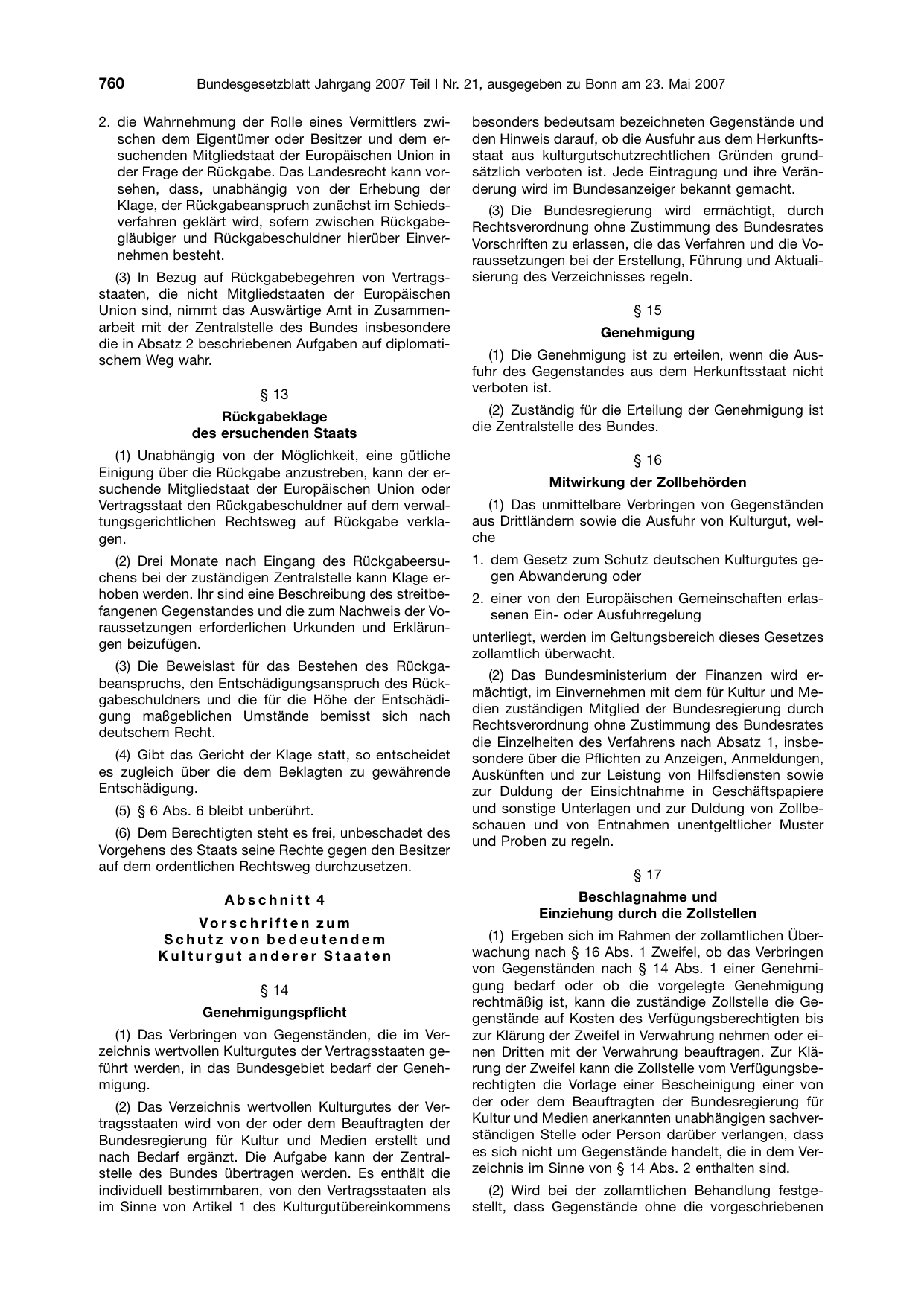 BGBl. 2007, Seite 760 — Originalseite als Abbildung