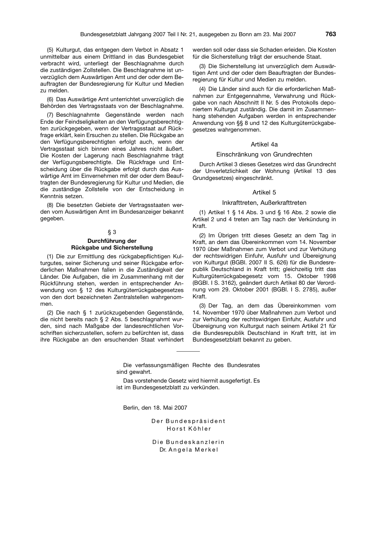 BGBl. 2007, Seite 763 — Originalseite als Abbildung