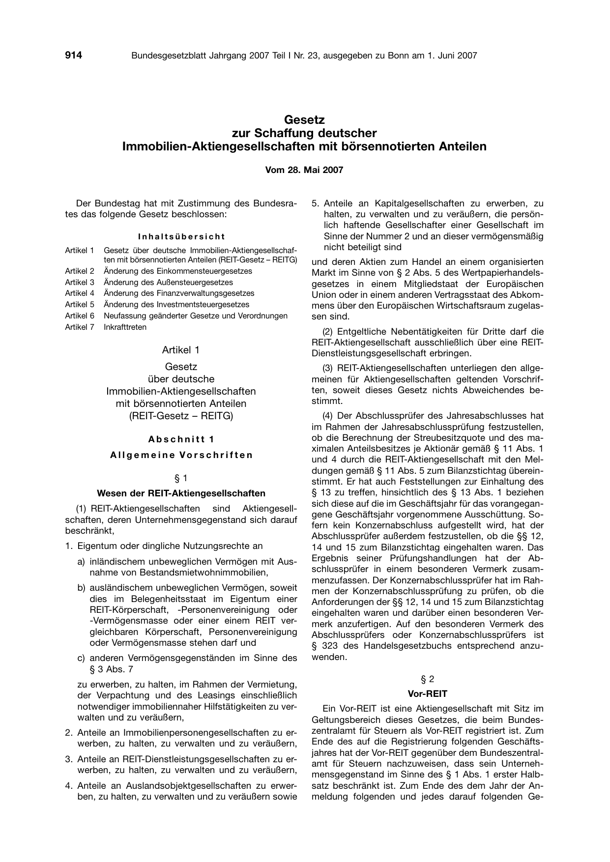 BGBl. 2007, Seite 914 — Originalseite als Abbildung