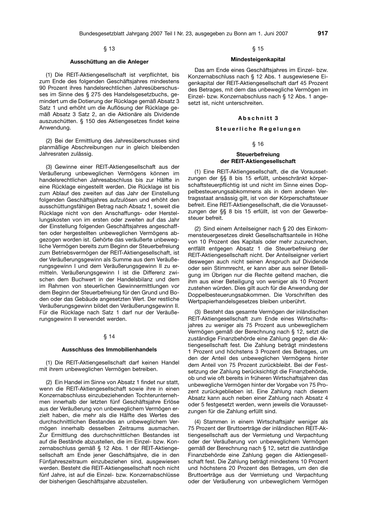 BGBl. 2007, Seite 917 — Originalseite als Abbildung