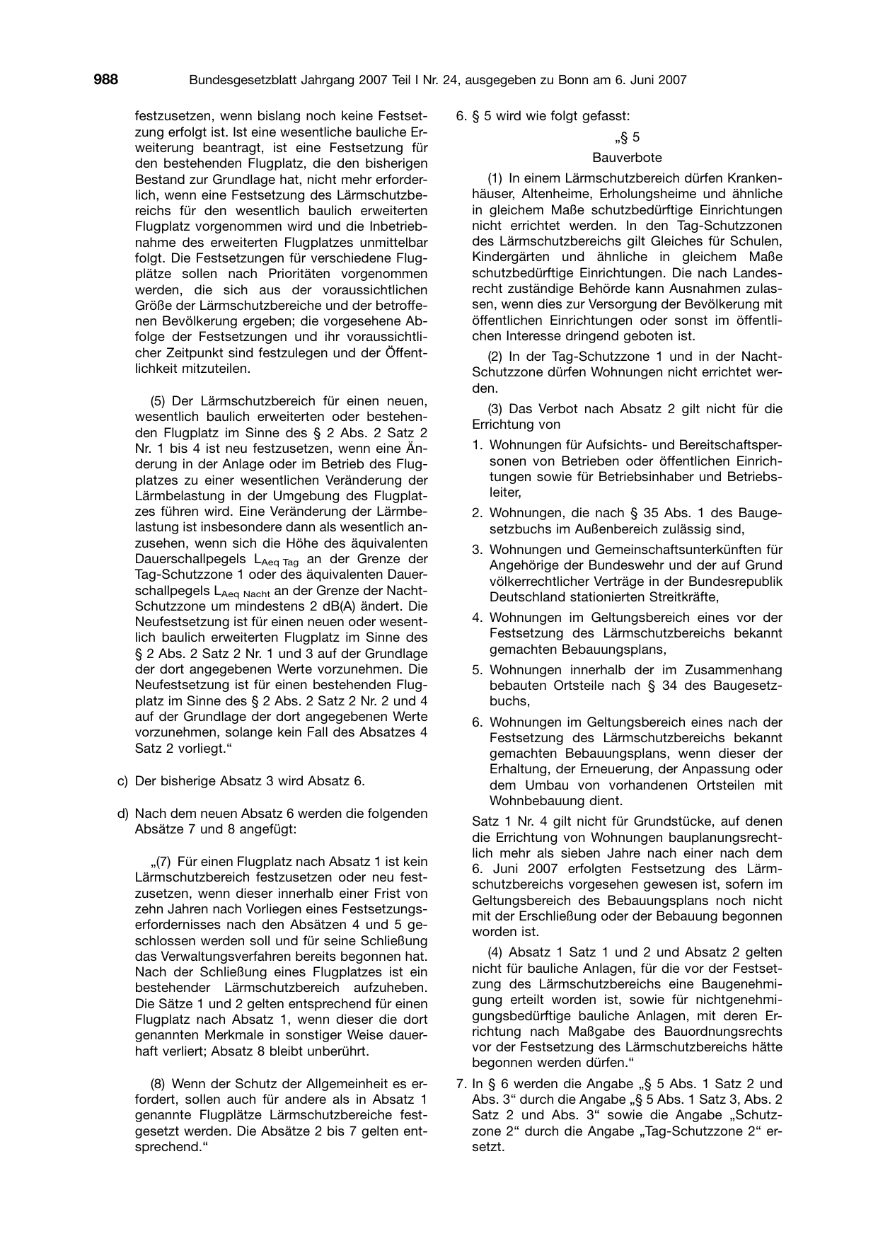 BGBl. 2007, Seite 988 — Originalseite als Abbildung