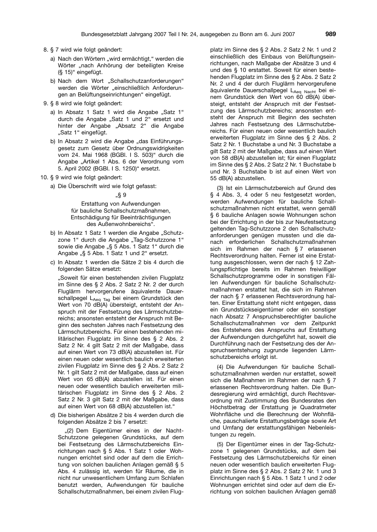 BGBl. 2007, Seite 989 — Originalseite als Abbildung