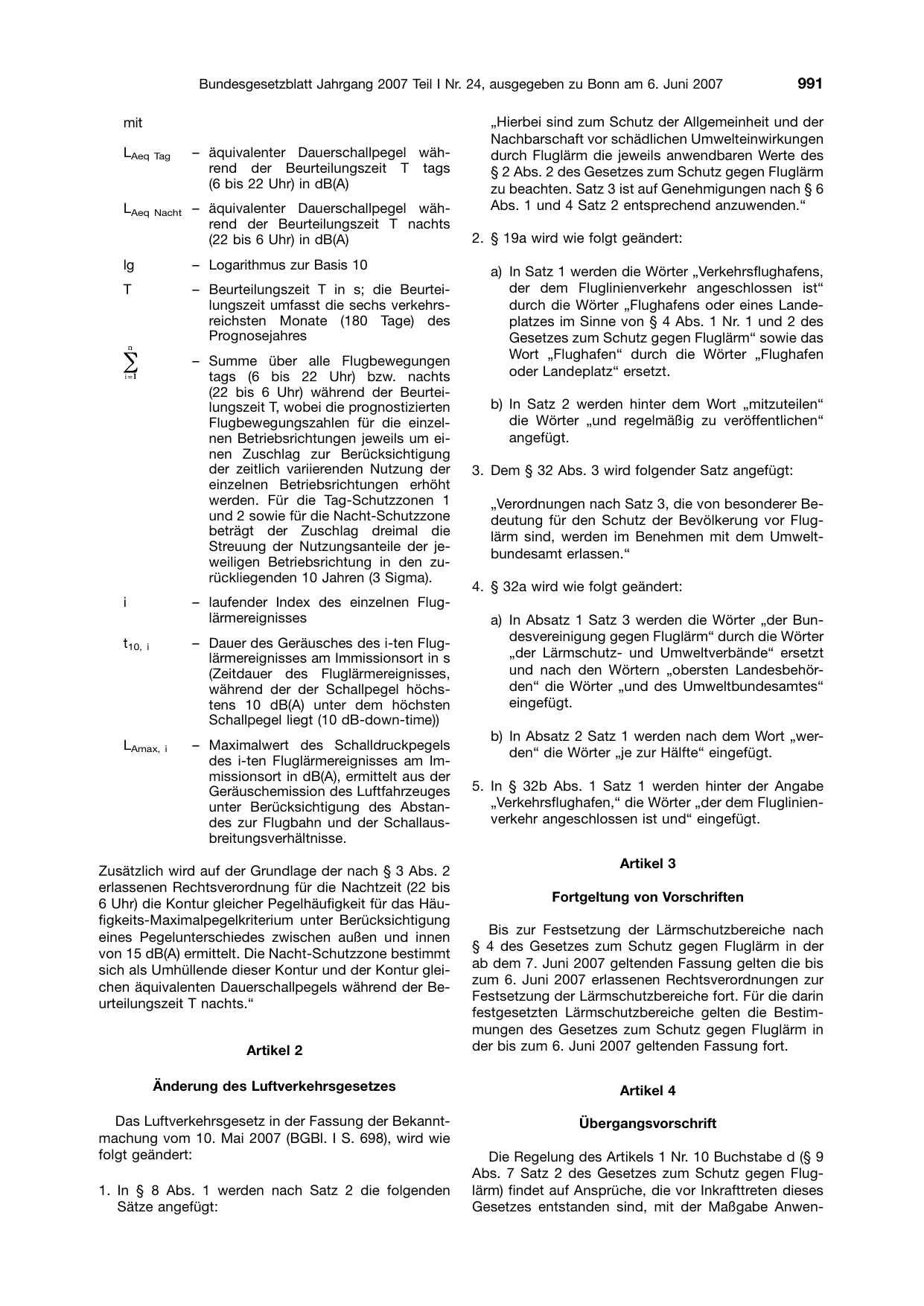 BGBl. 2007, Seite 991 — Originalseite als Abbildung