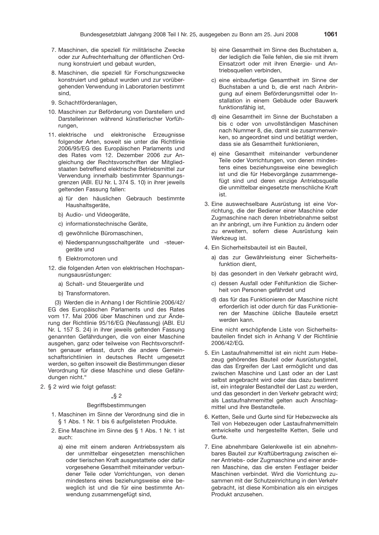 BGBl. 2008, Seite 1061 — Originalseite als Abbildung
