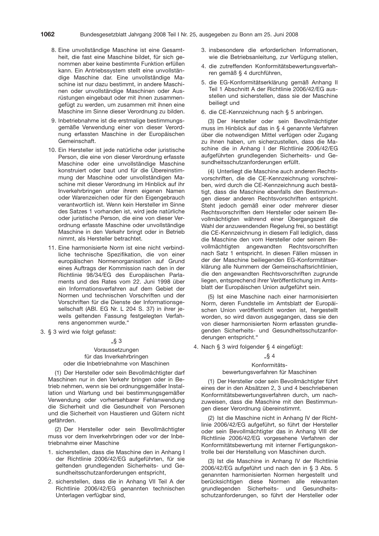 BGBl. 2008, Seite 1062 — Originalseite als Abbildung