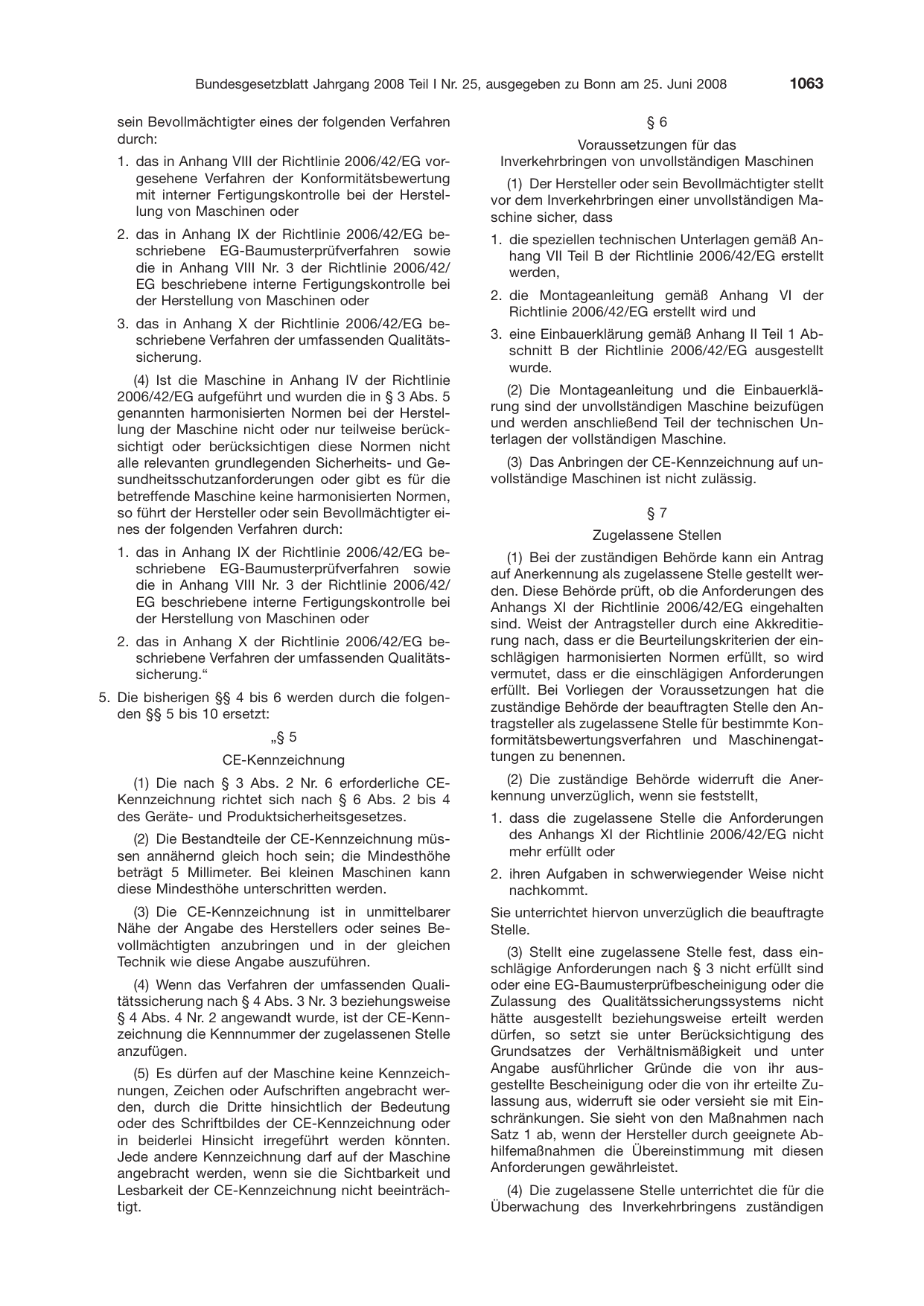 BGBl. 2008, Seite 1063 — Originalseite als Abbildung