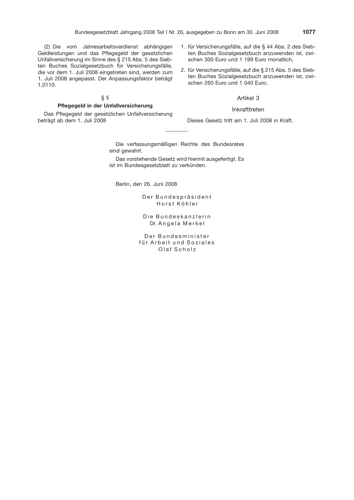 BGBl. 2008, Seite 1077 — Originalseite als Abbildung