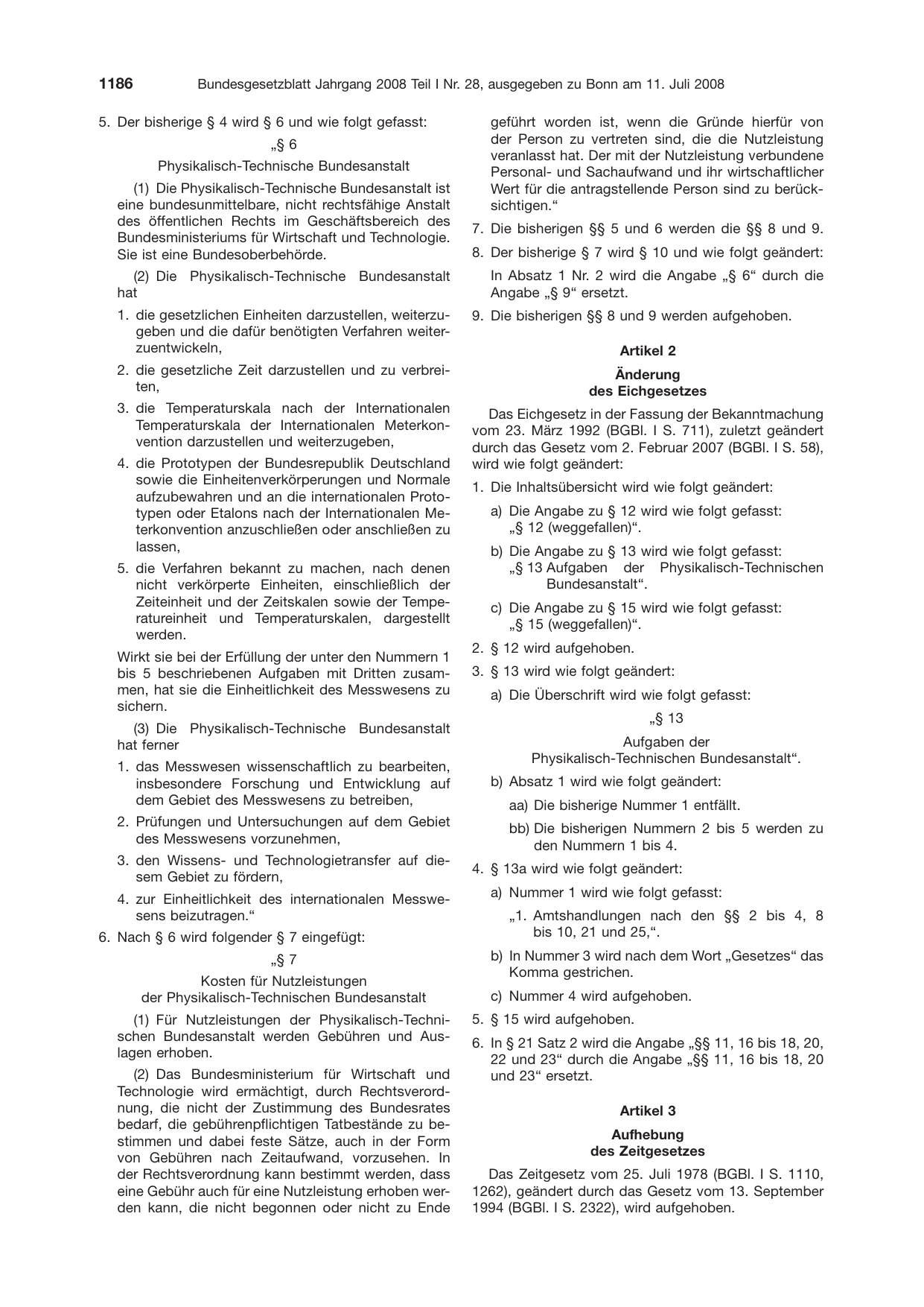BGBl. 2008, Seite 1186 — Originalseite als Abbildung