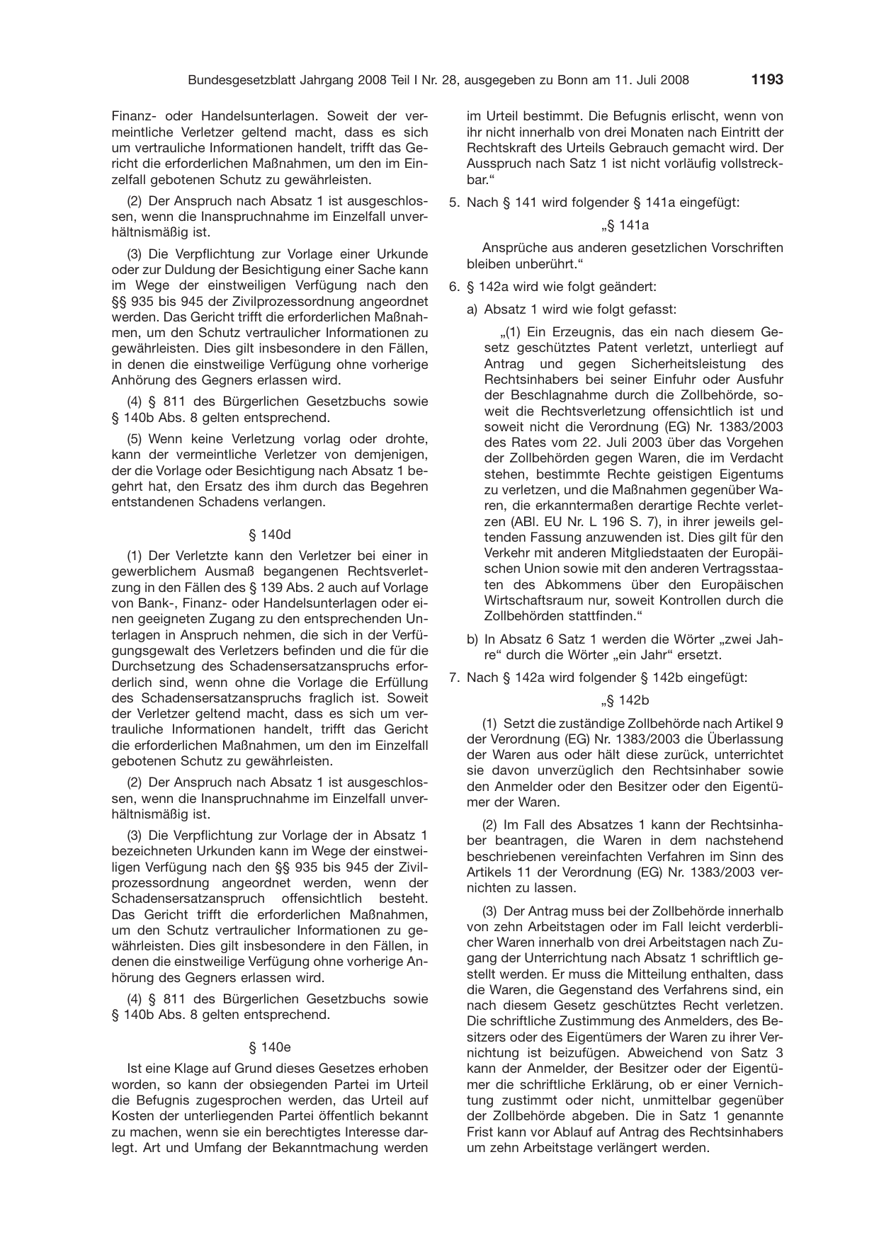BGBl. 2008, Seite 1193 — Originalseite als Abbildung