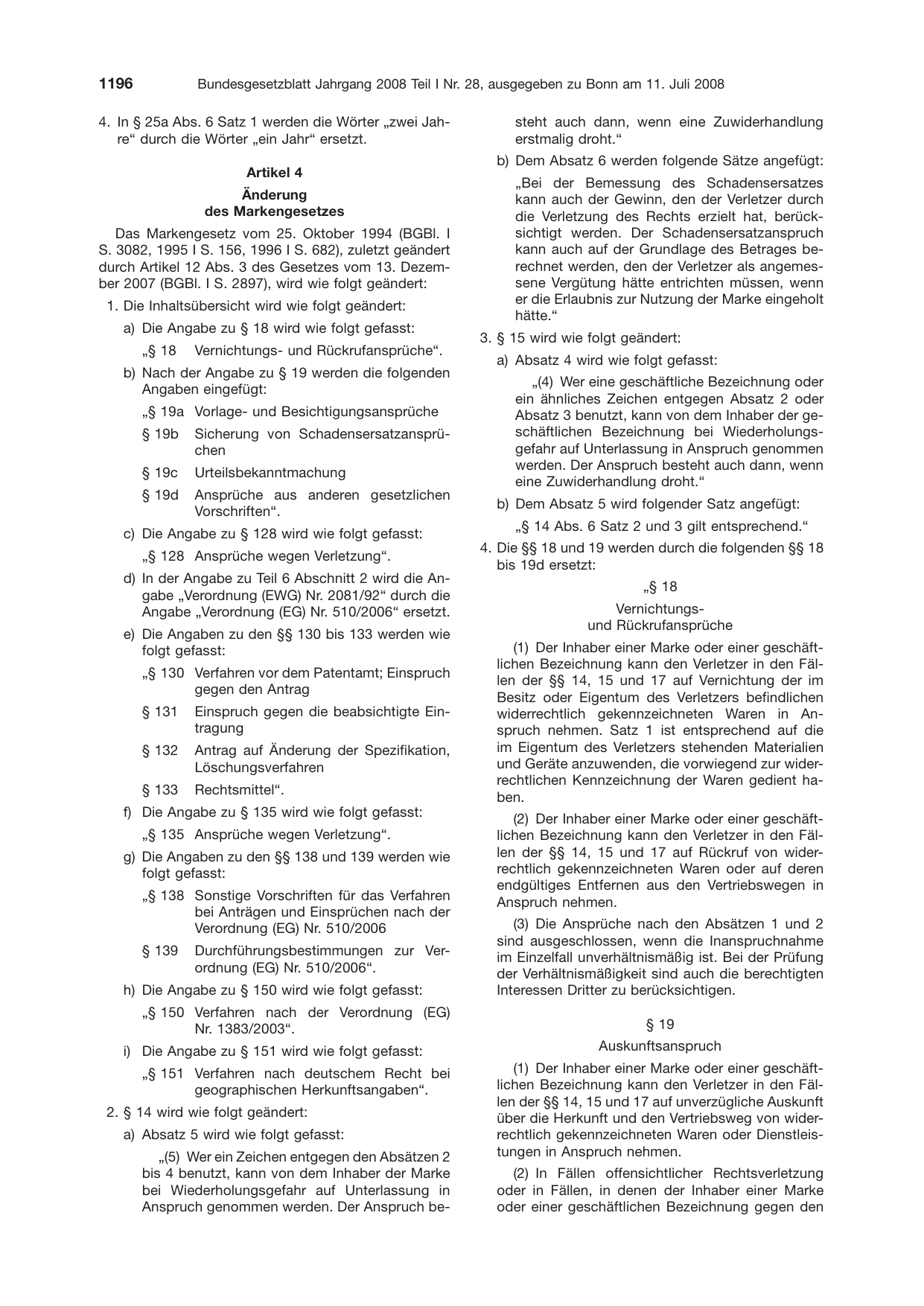 BGBl. 2008, Seite 1196 — Originalseite als Abbildung