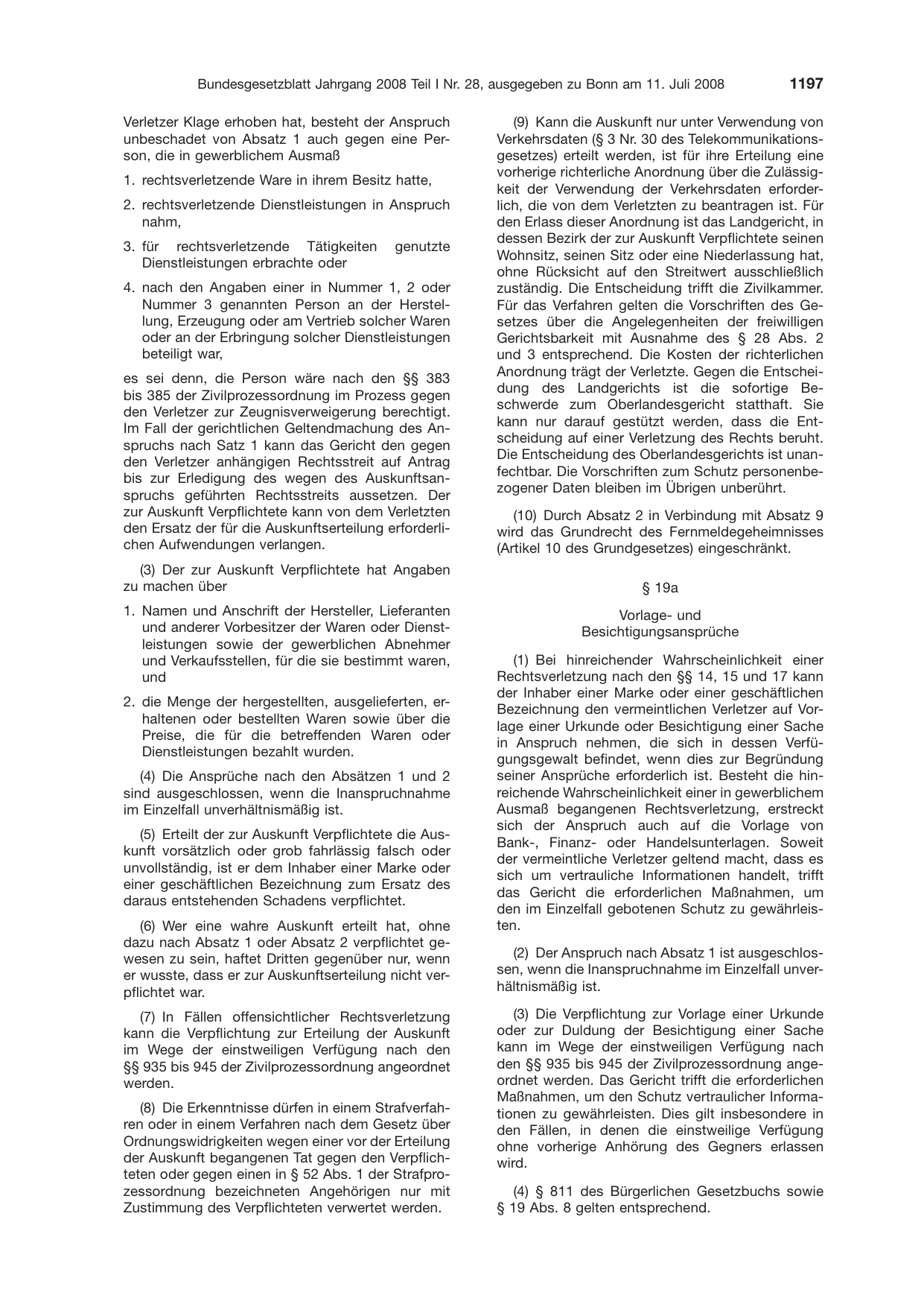 BGBl. 2008, Seite 1197 — Originalseite als Abbildung