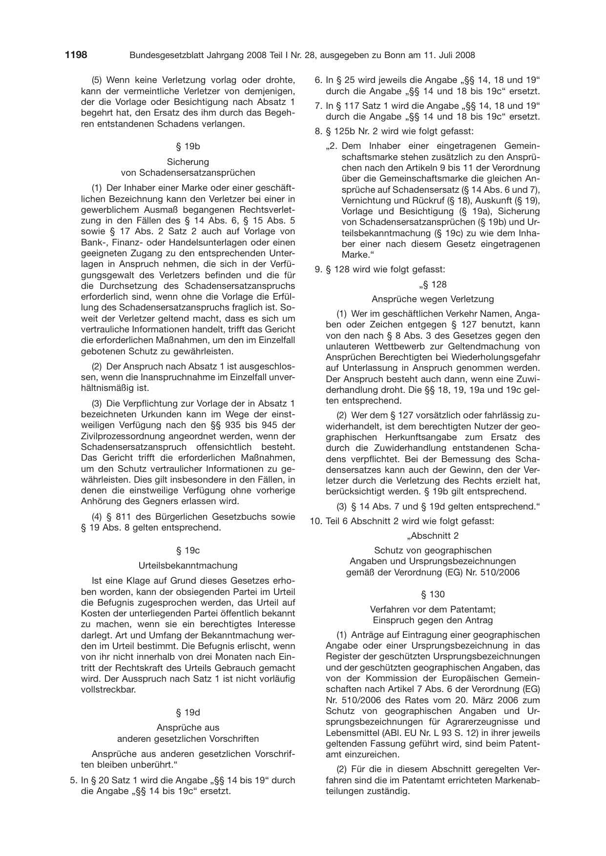 BGBl. 2008, Seite 1198 — Originalseite als Abbildung