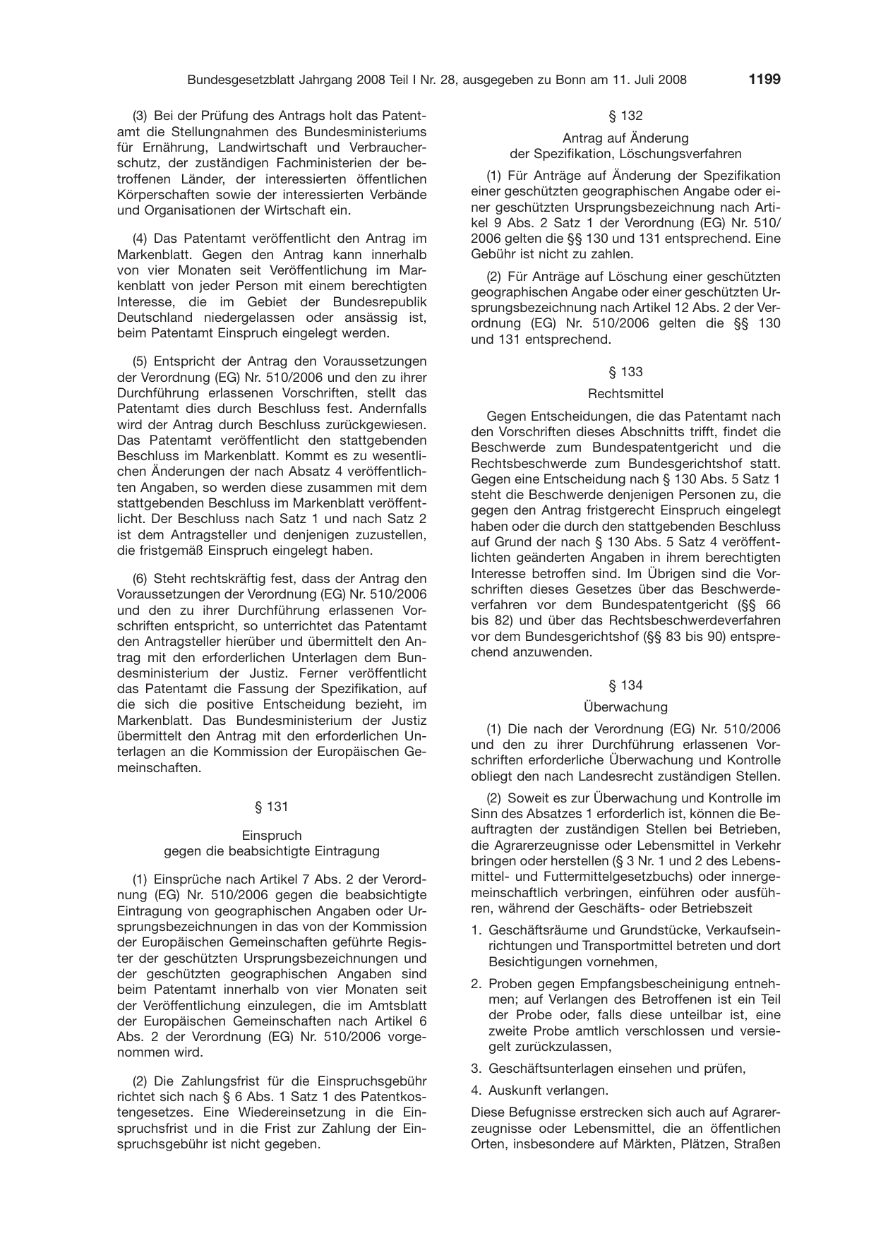 BGBl. 2008, Seite 1199 — Originalseite als Abbildung