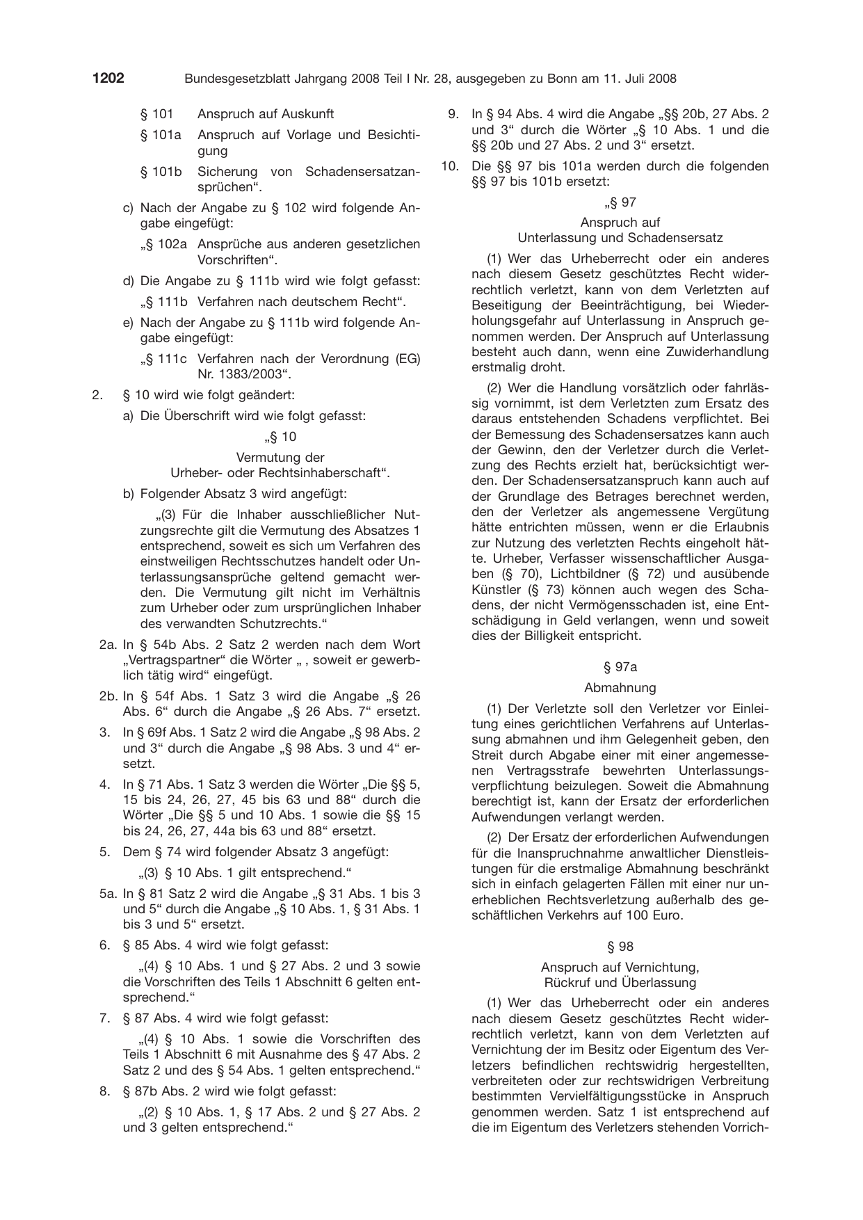 BGBl. 2008, Seite 1202 — Originalseite als Abbildung