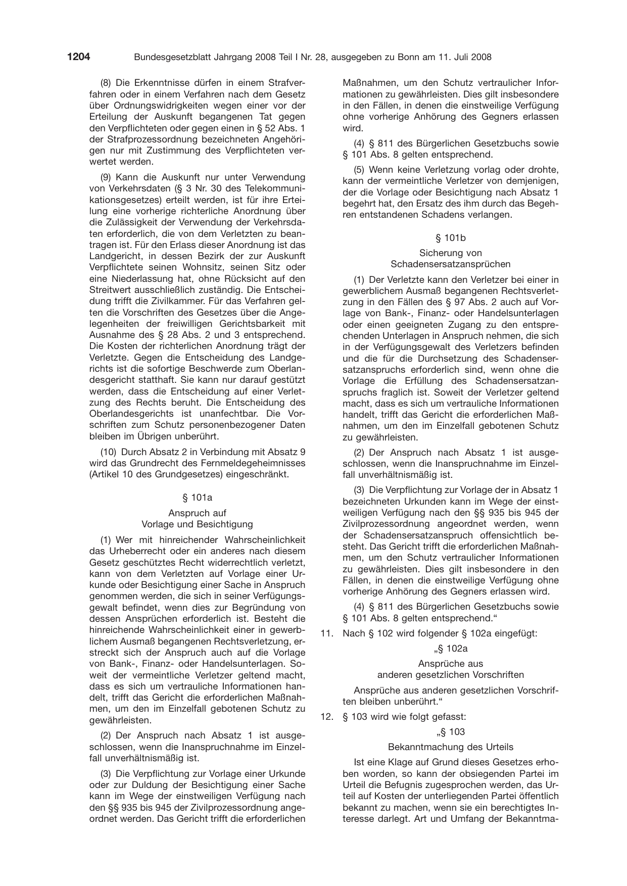 BGBl. 2008, Seite 1204 — Originalseite als Abbildung