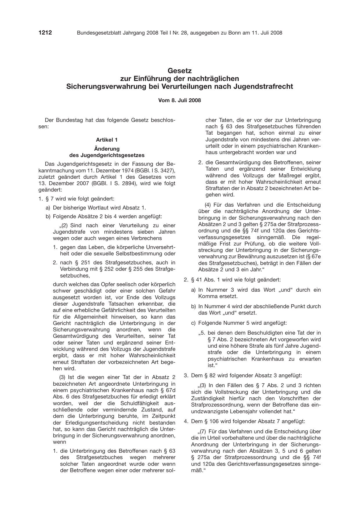 BGBl. 2008, Seite 1212 — Originalseite als Abbildung