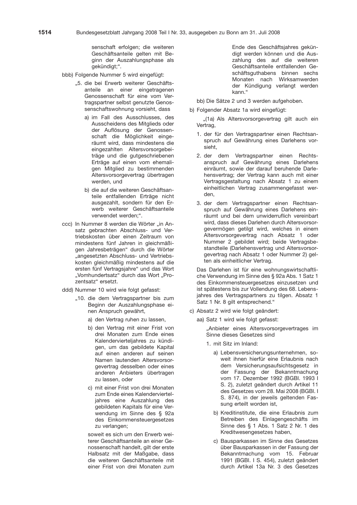 BGBl. 2008, Seite 1514 — Originalseite als Abbildung