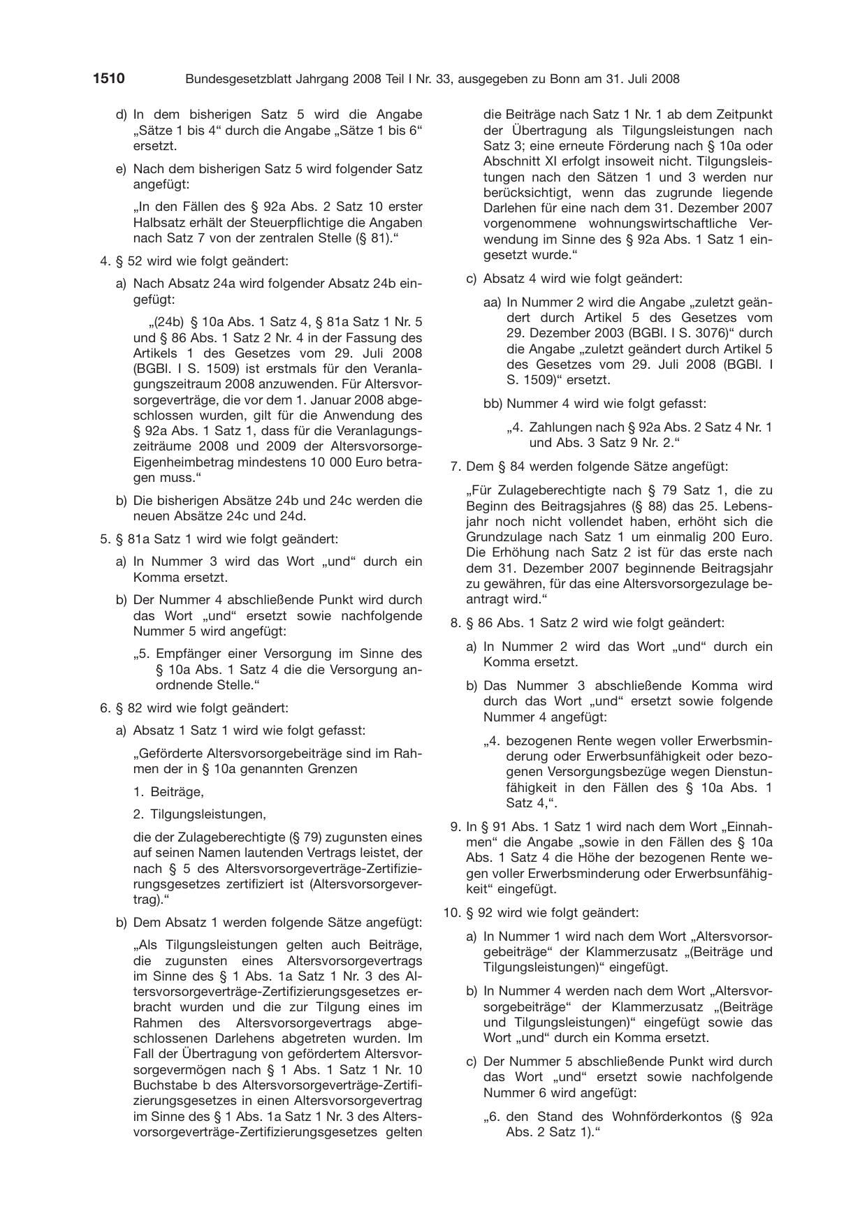 BGBl. 2008, Seite 1510 — Originalseite als Abbildung