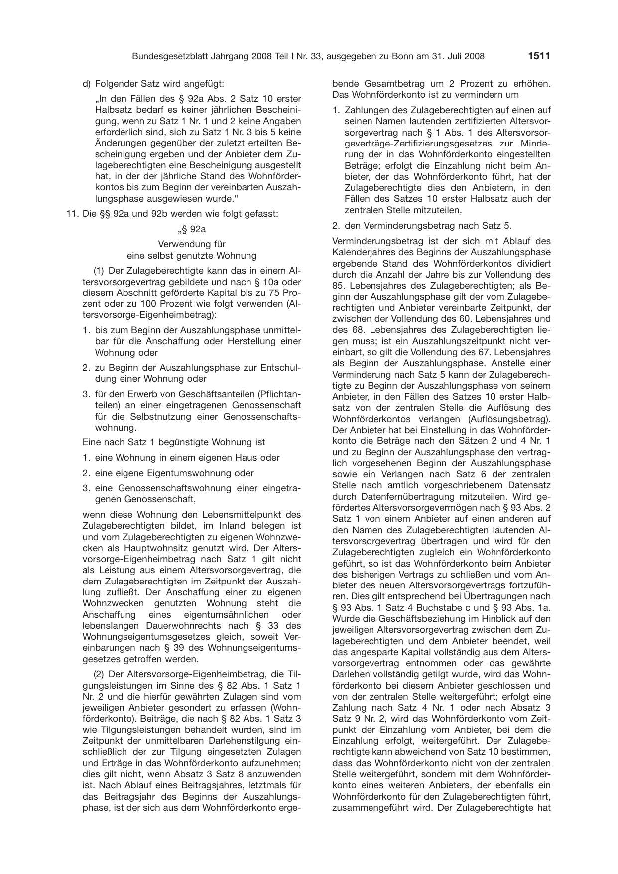 BGBl. 2008, Seite 1511 — Originalseite als Abbildung
