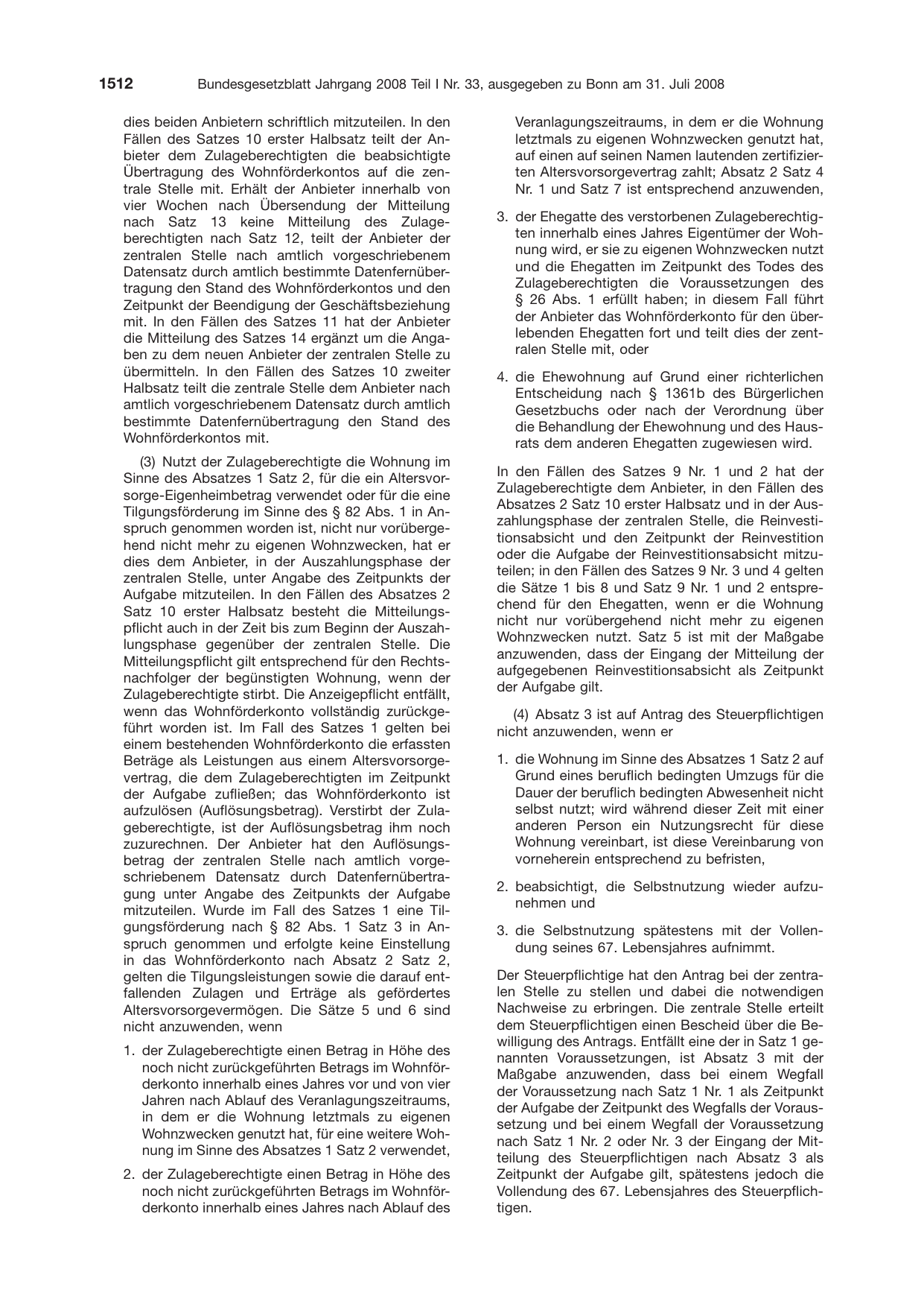 BGBl. 2008, Seite 1512 — Originalseite als Abbildung