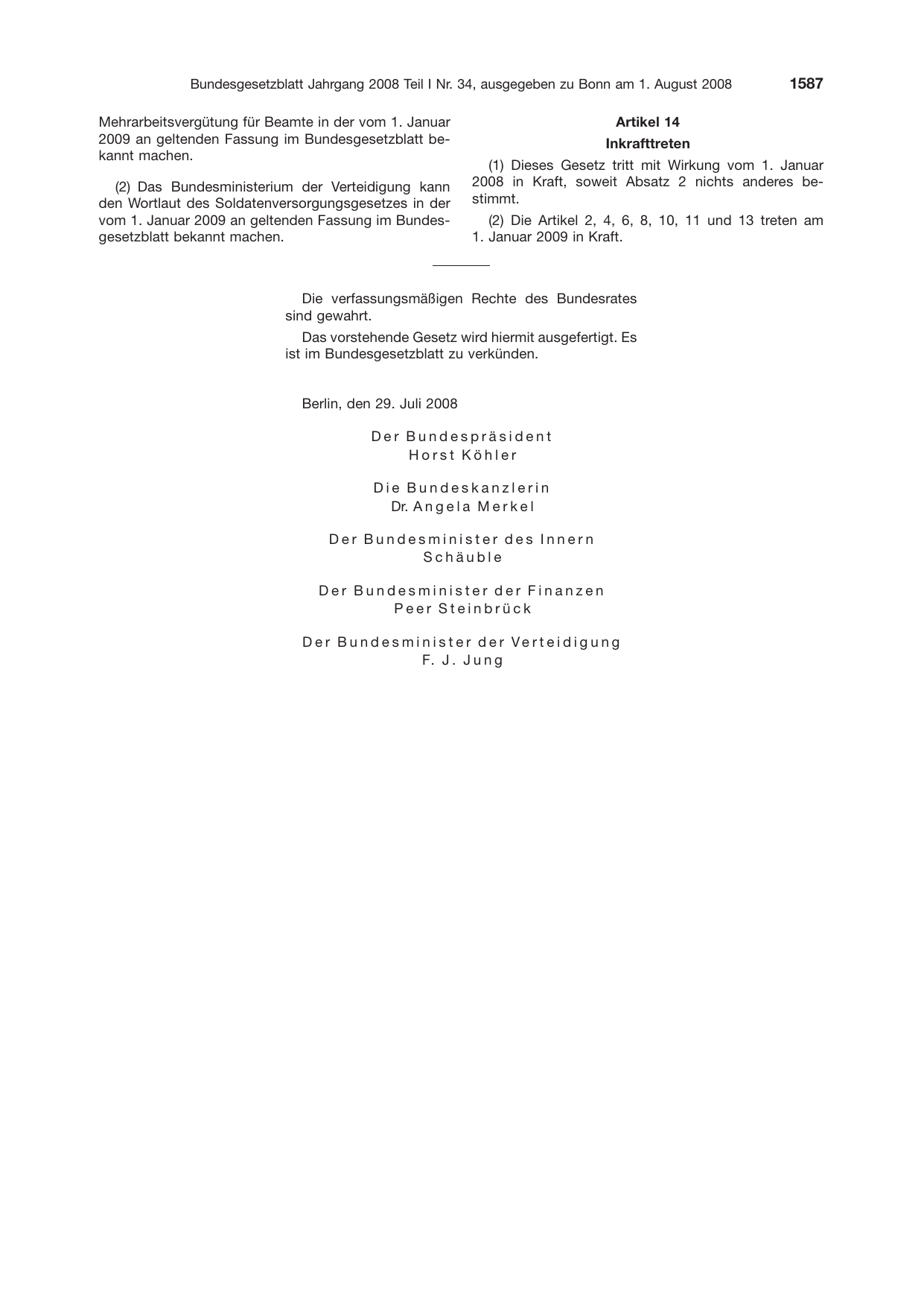 BGBl. 2008, Seite 1587 — Originalseite als Abbildung