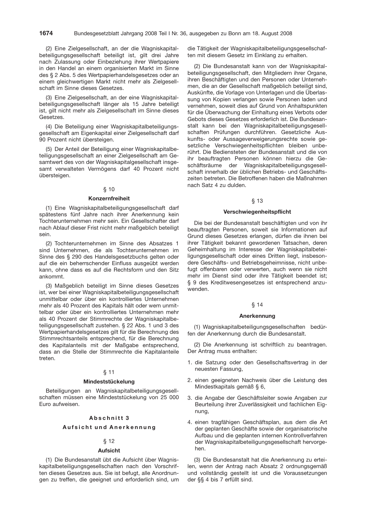 BGBl. 2008, Seite 1674 — Originalseite als Abbildung