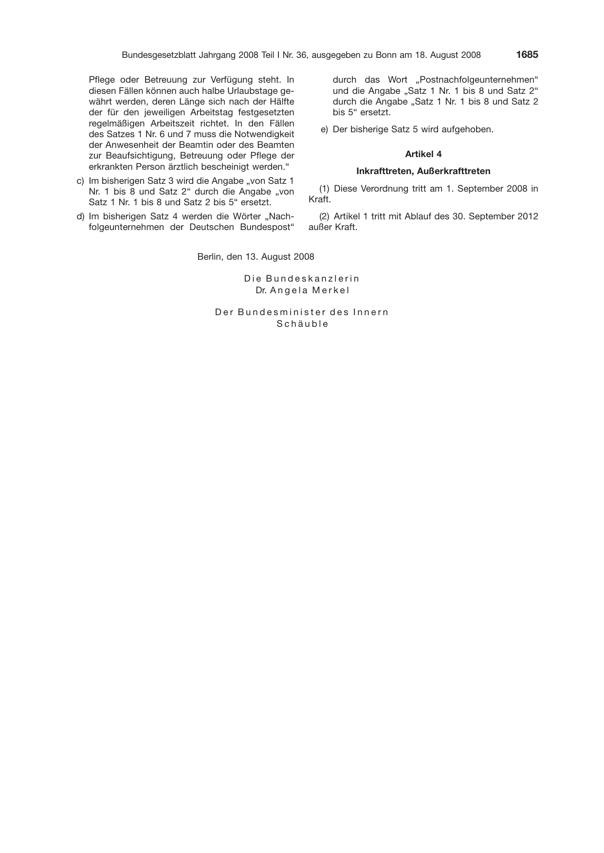 BGBl. 2008, Seite 1685 — Originalseite als Abbildung