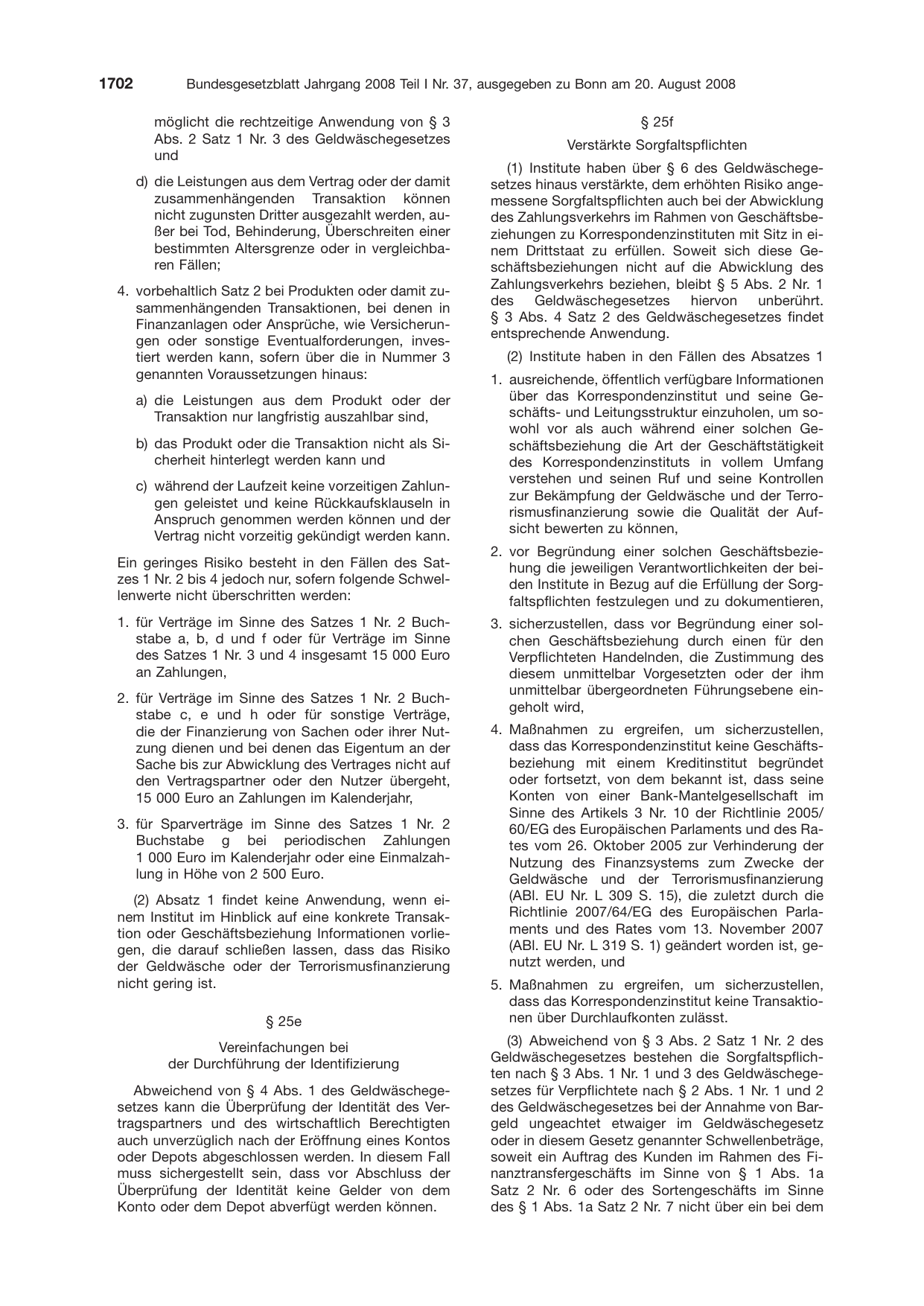 BGBl. 2008, Seite 1702 — Originalseite als Abbildung