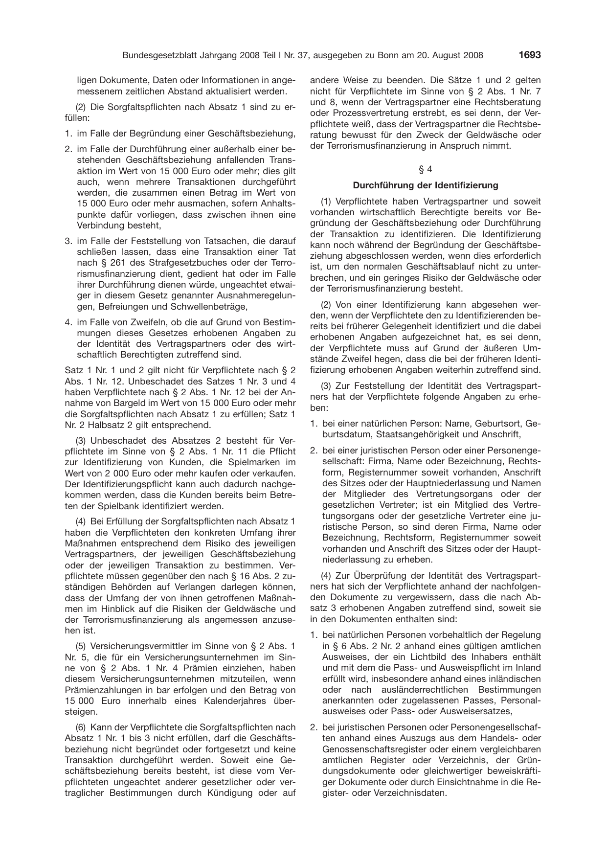 BGBl. 2008, Seite 1693 — Originalseite als Abbildung