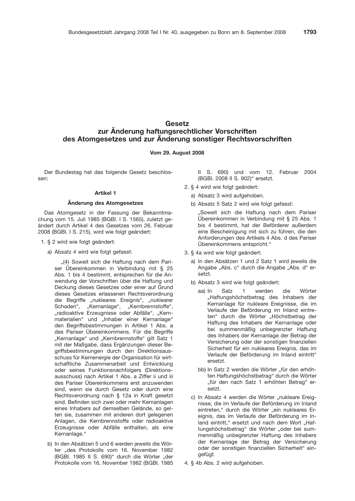 BGBl. 2008, Seite 1793 — Originalseite als Abbildung