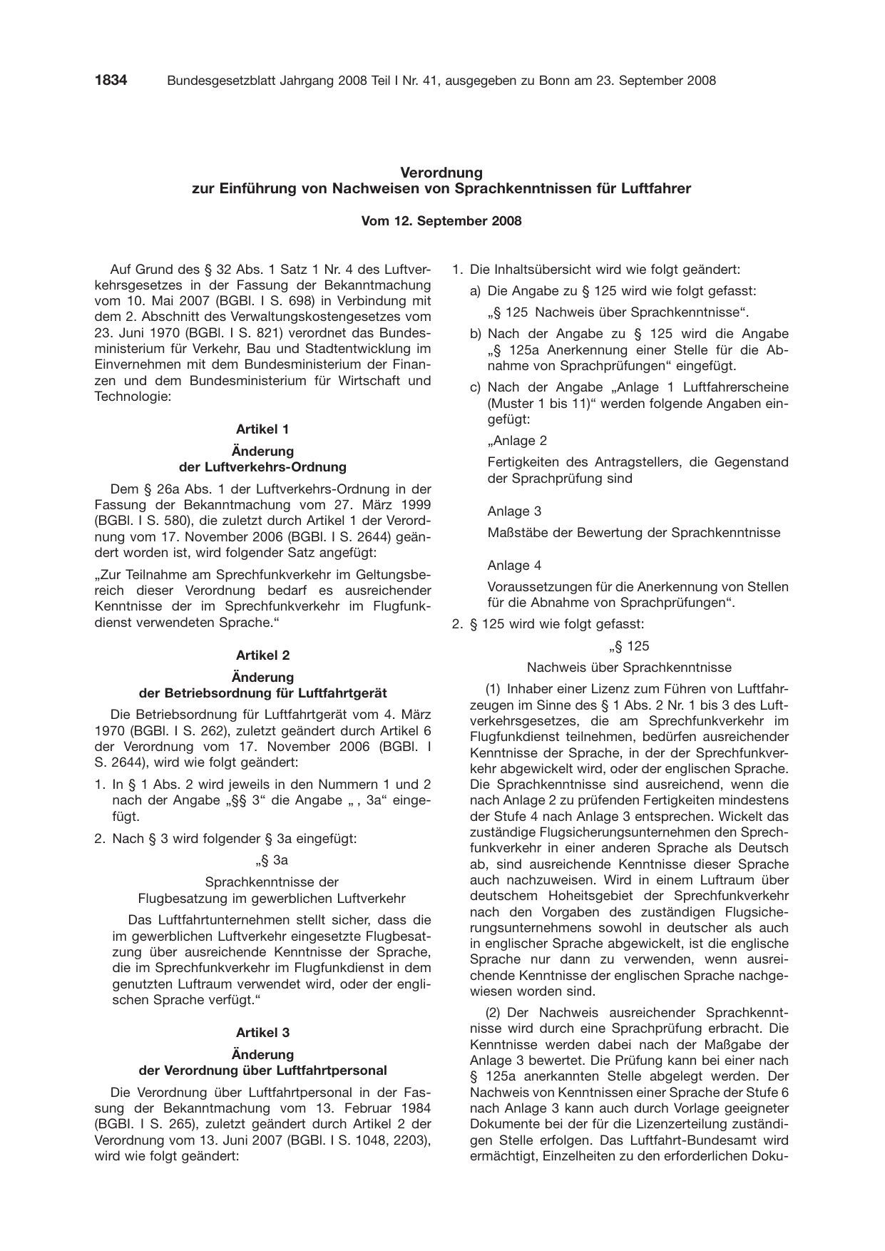 BGBl. 2008, Seite 1834 — Originalseite als Abbildung