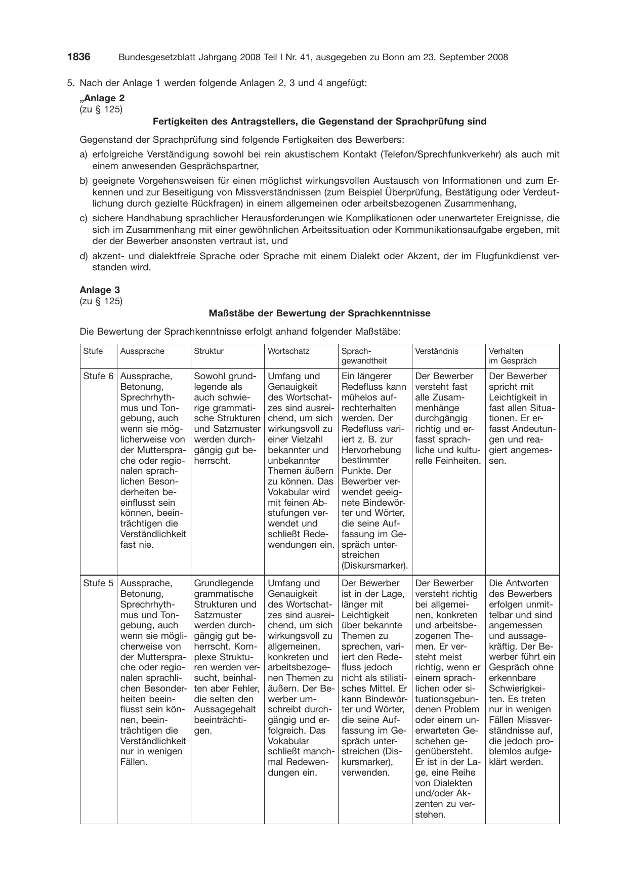 BGBl. 2008, Seite 1836 — Originalseite als Abbildung