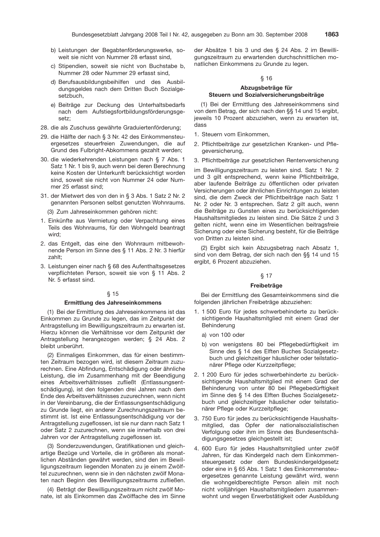 BGBl. 2008, Seite 1863 — Originalseite als Abbildung