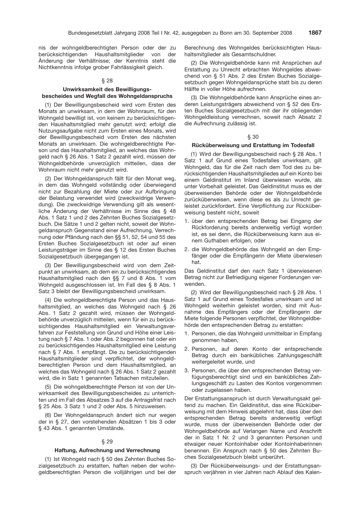 BGBl. 2008, Seite 1867 — Originalseite als Abbildung