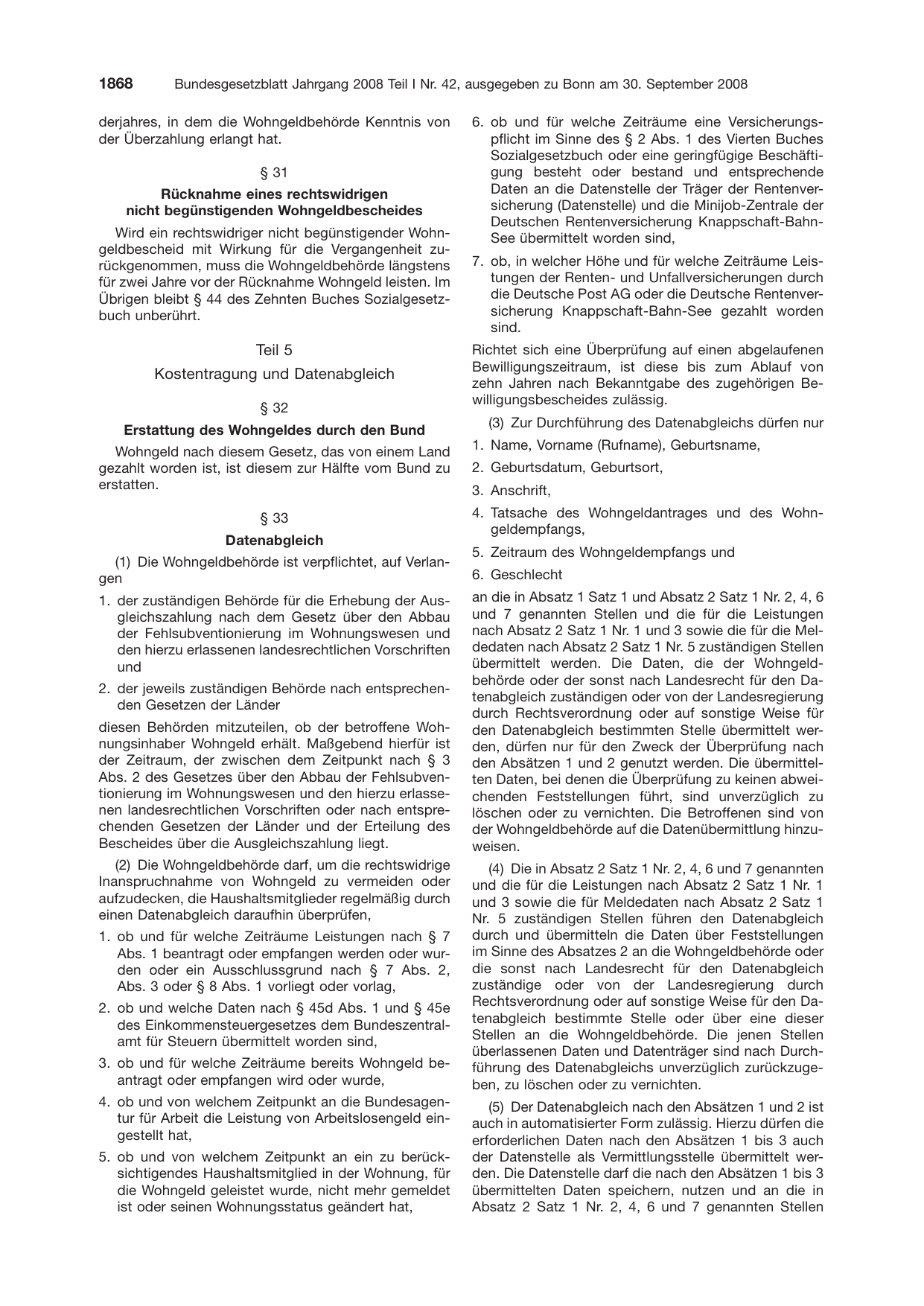BGBl. 2008, Seite 1868 — Originalseite als Abbildung