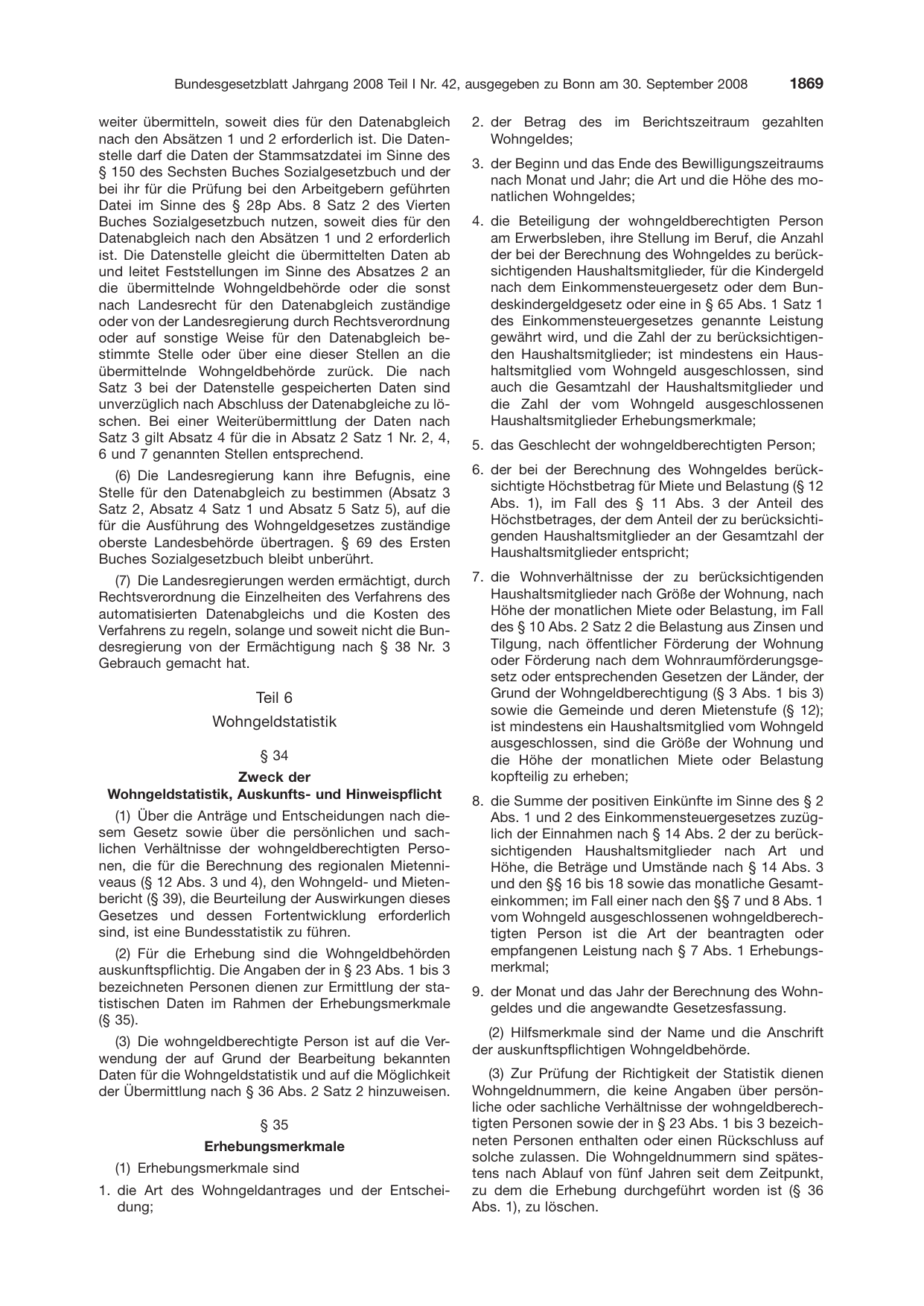 BGBl. 2008, Seite 1869 — Originalseite als Abbildung