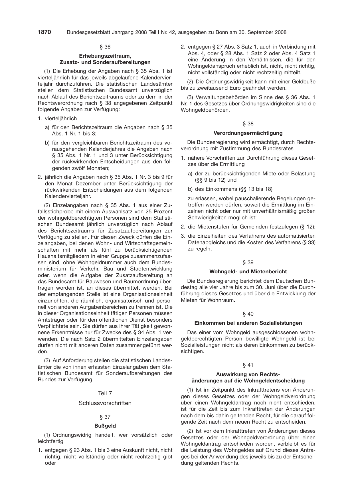 BGBl. 2008, Seite 1870 — Originalseite als Abbildung